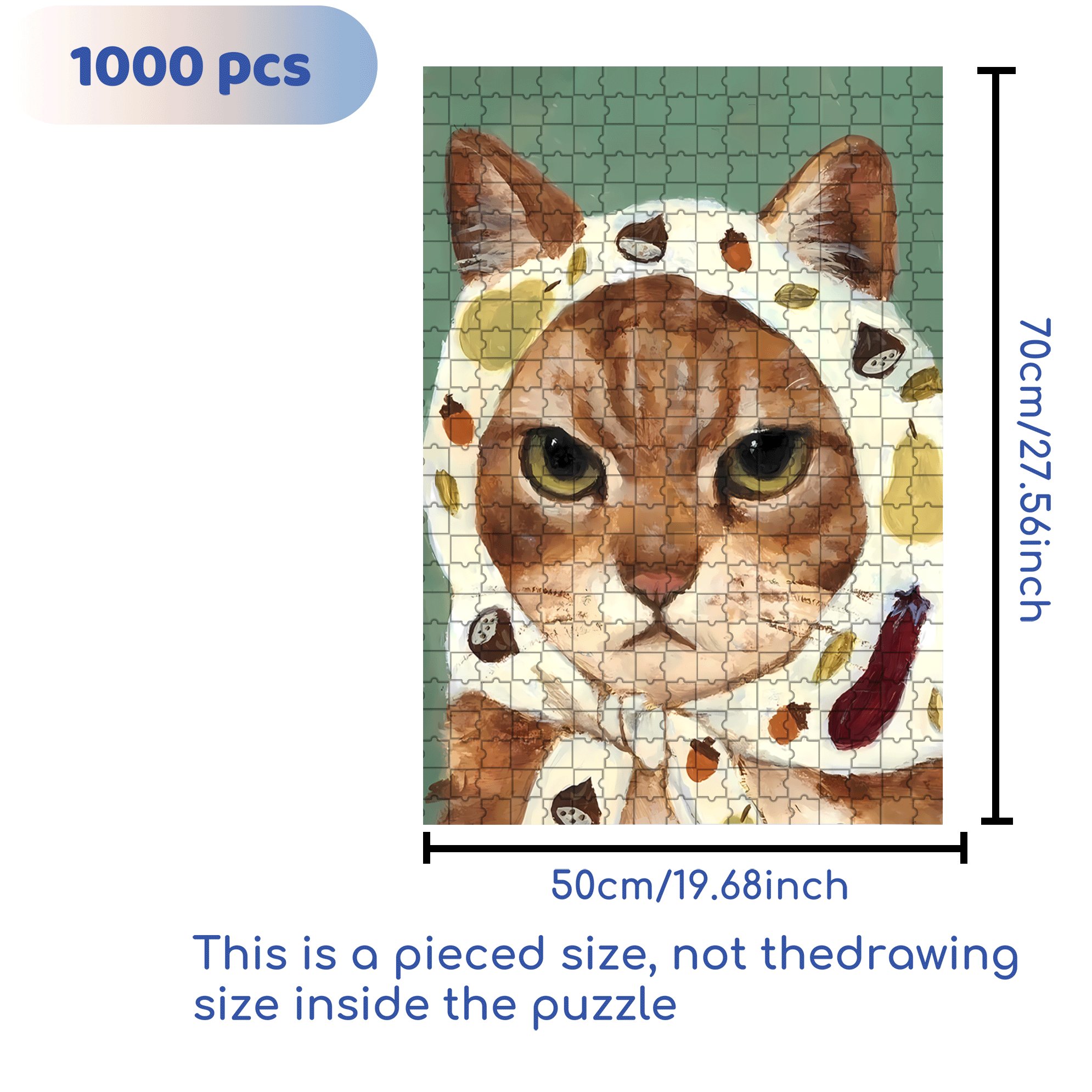 Cat Portrait 3 500pcs/1000pcs Jigsaw Puzzle, Scratch-Resistant, Interactive Family Game & Brain-Boosting DIY Decor, Perfect for Halloween, Christmas & New Year Gifts, Family Puzzle Game
