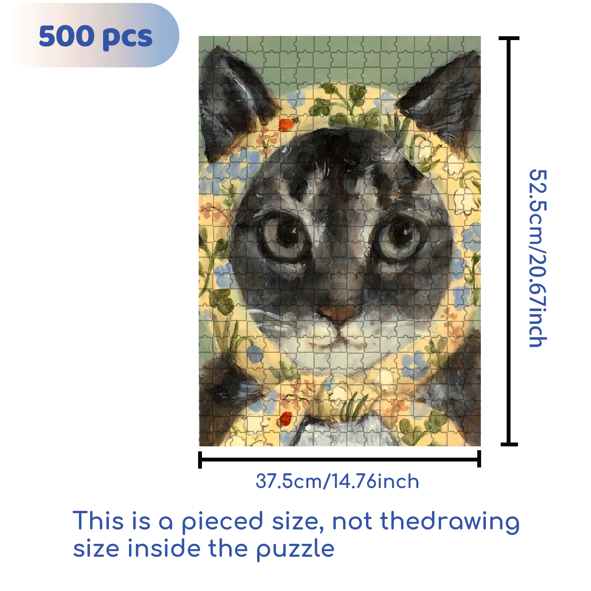 Cat Portrait 4 500pcs/1000pcs Jigsaw Puzzle, Scratch-Resistant, Interactive Family Game & Brain-Boosting DIY Decor, Perfect for Halloween, Christmas & New Year Gifts, Family Puzzle Game