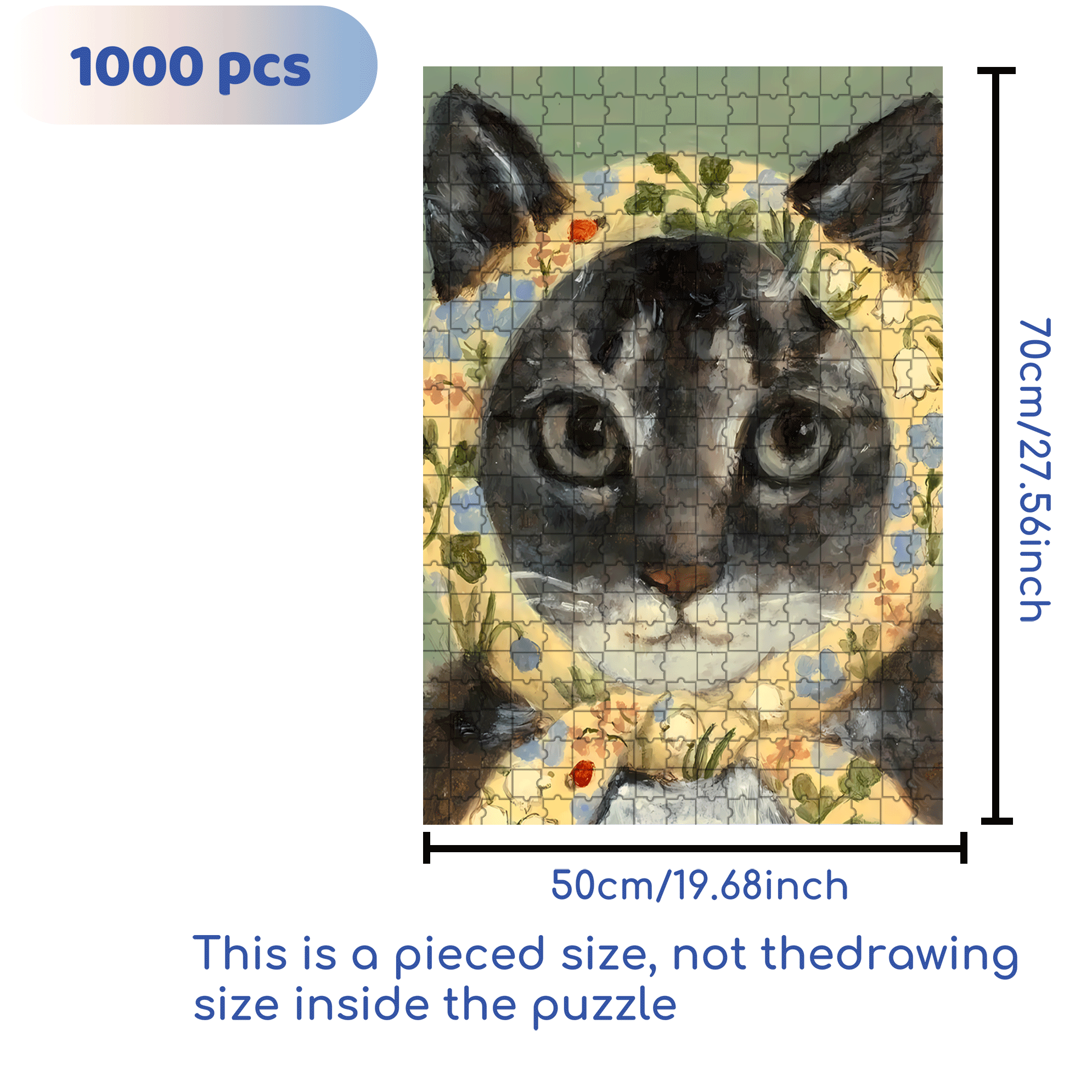 Cat Portrait 4 500pcs/1000pcs Jigsaw Puzzle, Scratch-Resistant, Interactive Family Game & Brain-Boosting DIY Decor, Perfect for Halloween, Christmas & New Year Gifts, Family Puzzle Game