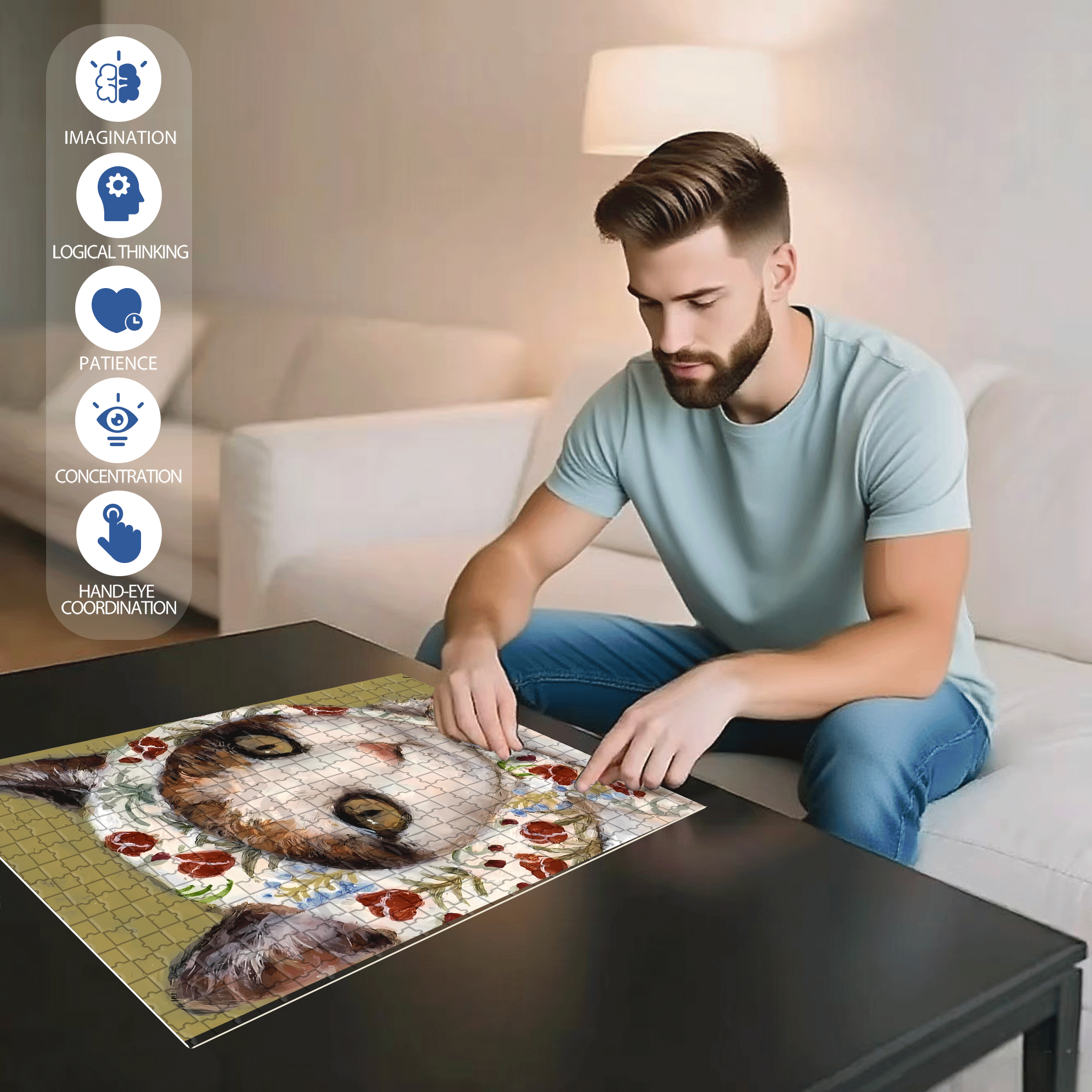 Cat Portrait 500pcs/1000pcs Jigsaw Puzzle, Scratch-Resistant, Interactive Family Game & Brain-Boosting DIY Decor, Perfect for Halloween, Christmas & New Year Gifts, Family Puzzle Game
