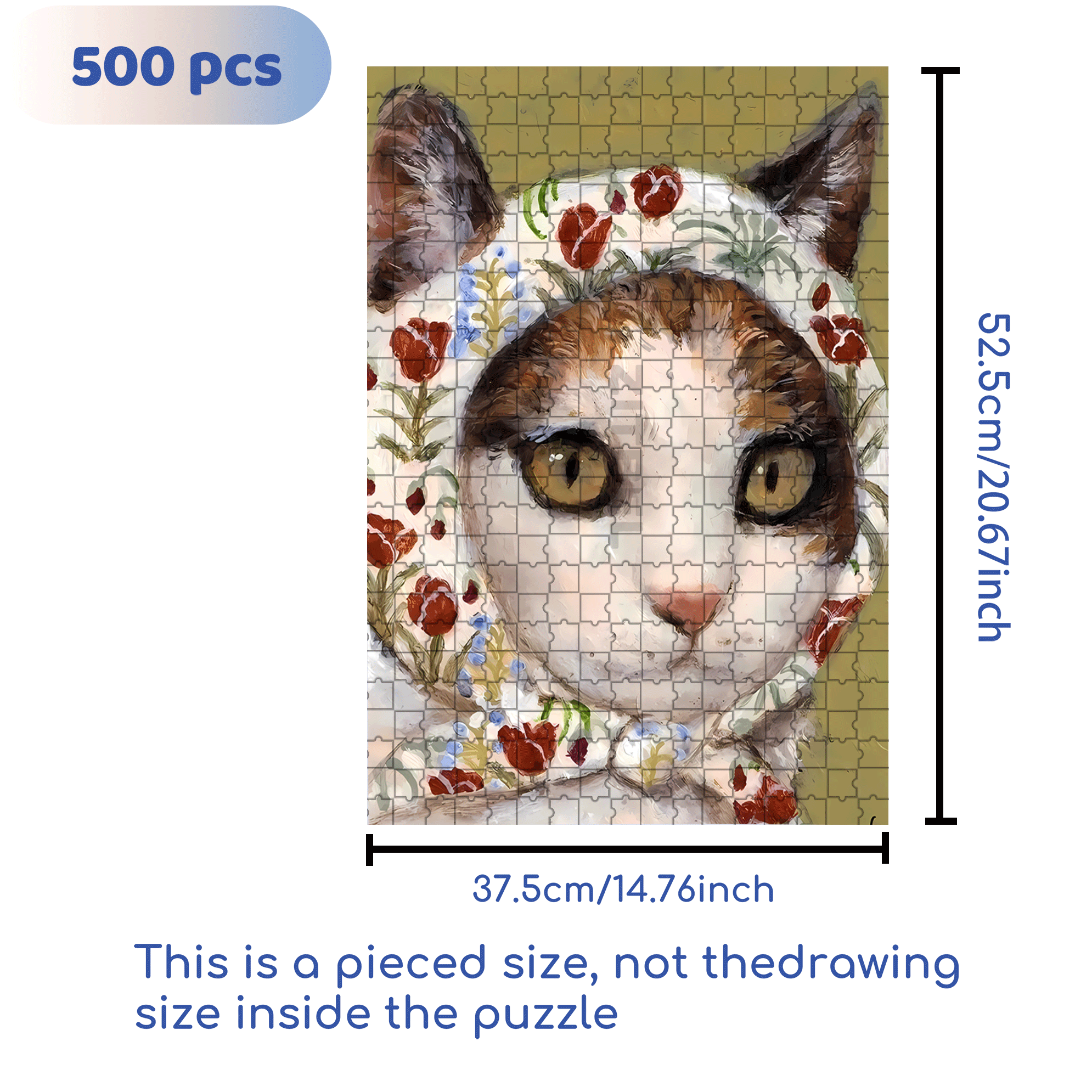 Cat Portrait 500pcs/1000pcs Jigsaw Puzzle, Scratch-Resistant, Interactive Family Game & Brain-Boosting DIY Decor, Perfect for Halloween, Christmas & New Year Gifts, Family Puzzle Game
