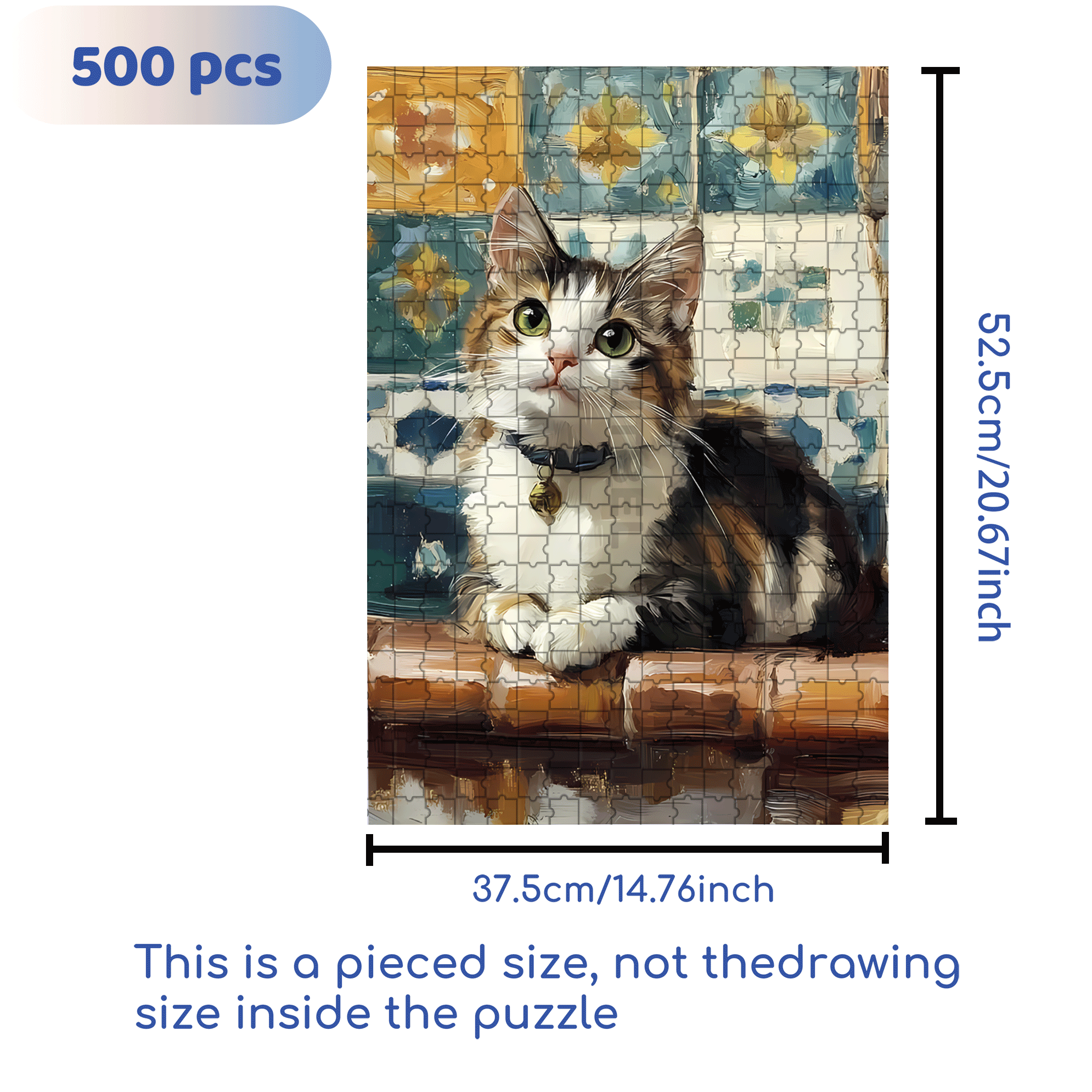 Cat's Bell 500pcs/1000pcs Jigsaw Puzzle, Scratch-Resistant, Interactive Family Game & Brain-Boosting DIY Decor, Perfect for Halloween, Christmas & New Year Gifts, Family Puzzle Game