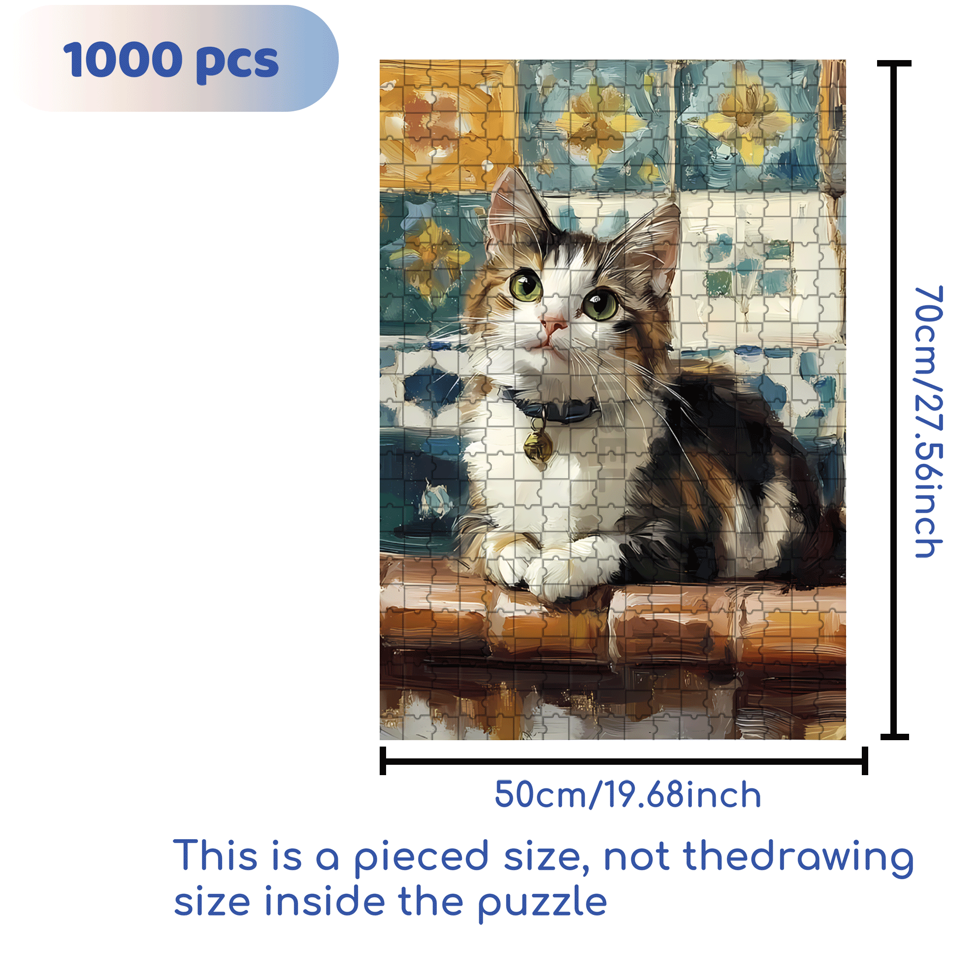 Cat's Bell 500pcs/1000pcs Jigsaw Puzzle, Scratch-Resistant, Interactive Family Game & Brain-Boosting DIY Decor, Perfect for Halloween, Christmas & New Year Gifts, Family Puzzle Game