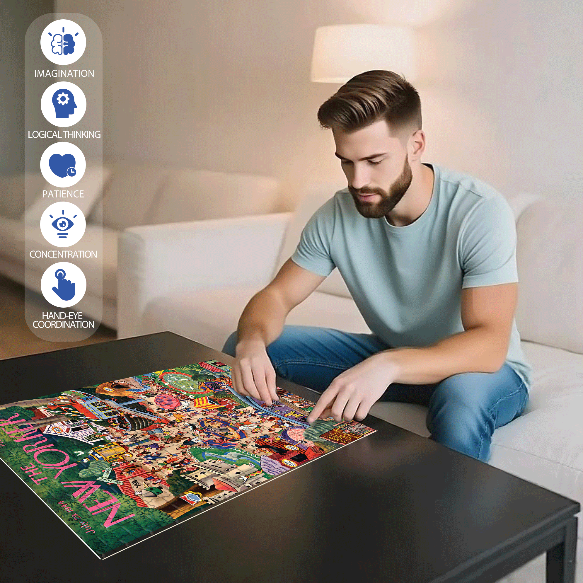 Day at the Zoo 500pcs/1000pcs Jigsaw Puzzle, Scratch-Resistant, Interactive Family Game & Brain-Boosting DIY Decor, Perfect for Halloween, Christmas & New Year Gifts, Family Puzzle Game