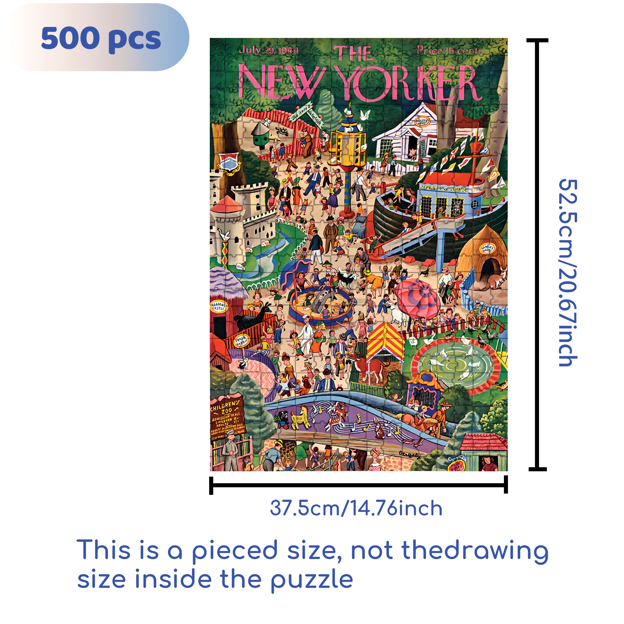 Day at the Zoo 500pcs/1000pcs Jigsaw Puzzle, Scratch-Resistant, Interactive Family Game & Brain-Boosting DIY Decor, Perfect for Halloween, Christmas & New Year Gifts, Family Puzzle Game