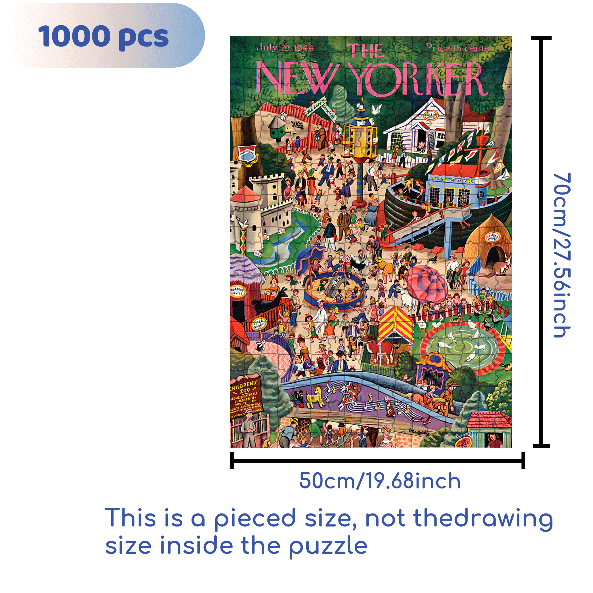 Day at the Zoo 500pcs/1000pcs Jigsaw Puzzle, Scratch-Resistant, Interactive Family Game & Brain-Boosting DIY Decor, Perfect for Halloween, Christmas & New Year Gifts, Family Puzzle Game