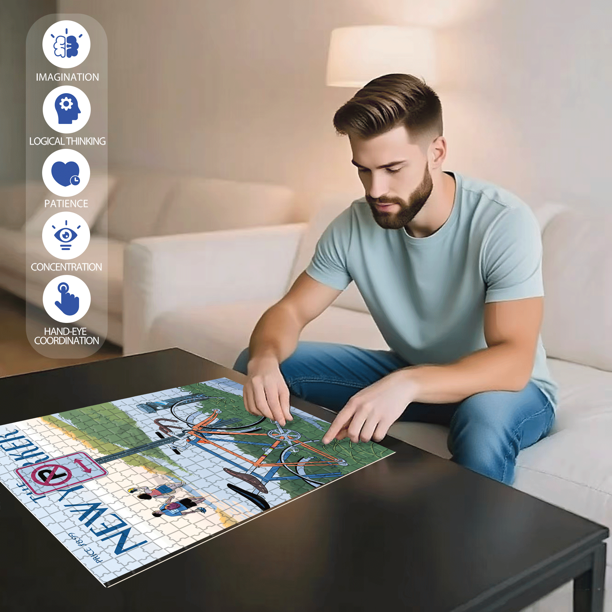 Double Parked 500pcs/1000pcs Jigsaw Puzzle, Scratch-Resistant, Interactive Family Game & Brain-Boosting DIY Decor, Perfect for Halloween, Christmas & New Year Gifts, Family Puzzle Game