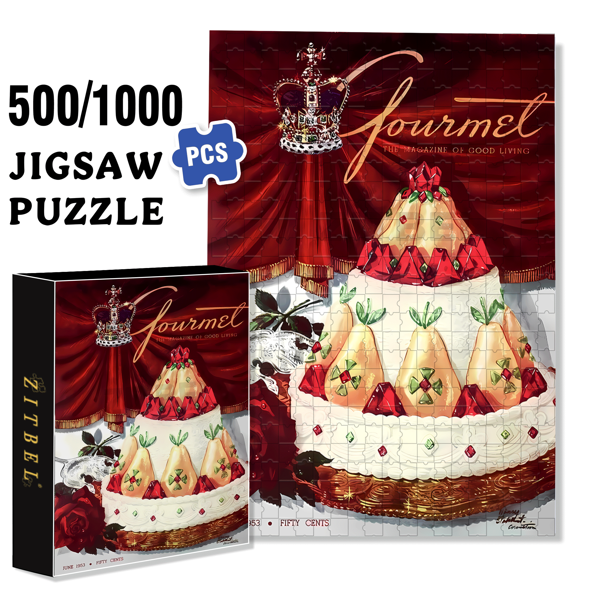 Gourmet 500pcs/1000pcs Jigsaw Puzzle, Scratch-Resistant, Interactive Family Game & Brain-Boosting DIY Decor, Perfect for Halloween, Christmas & New Year Gifts, Family Puzzle Game