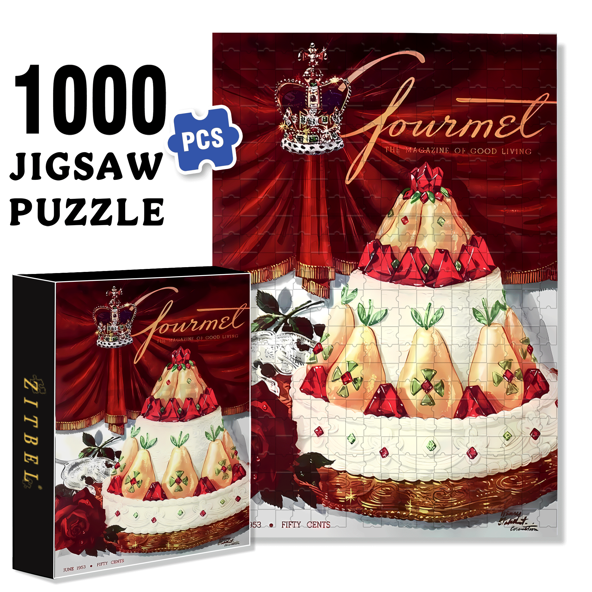 Gourmet 500pcs/1000pcs Jigsaw Puzzle, Scratch-Resistant, Interactive Family Game & Brain-Boosting DIY Decor, Perfect for Halloween, Christmas & New Year Gifts, Family Puzzle Game