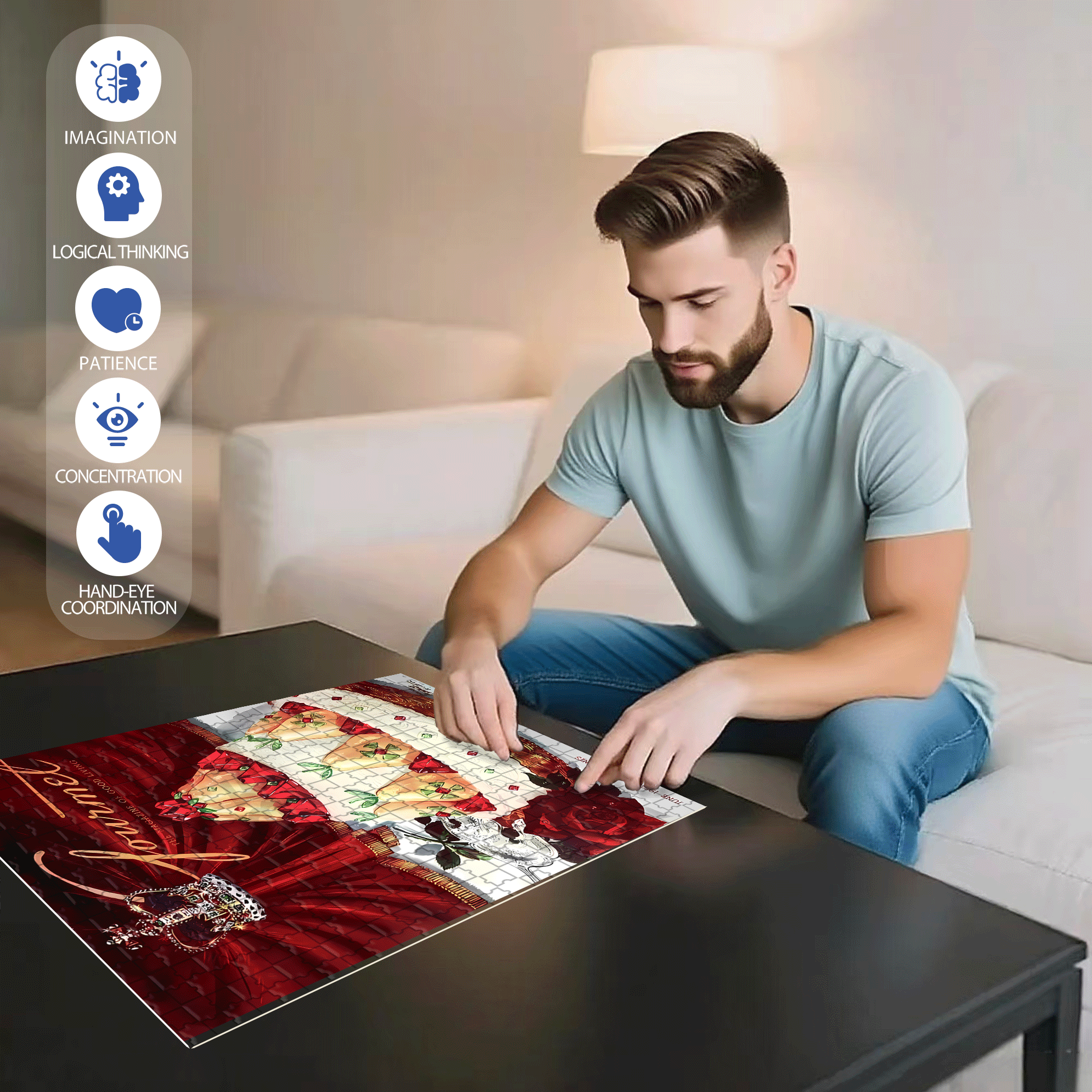 Gourmet 500pcs/1000pcs Jigsaw Puzzle, Scratch-Resistant, Interactive Family Game & Brain-Boosting DIY Decor, Perfect for Halloween, Christmas & New Year Gifts, Family Puzzle Game
