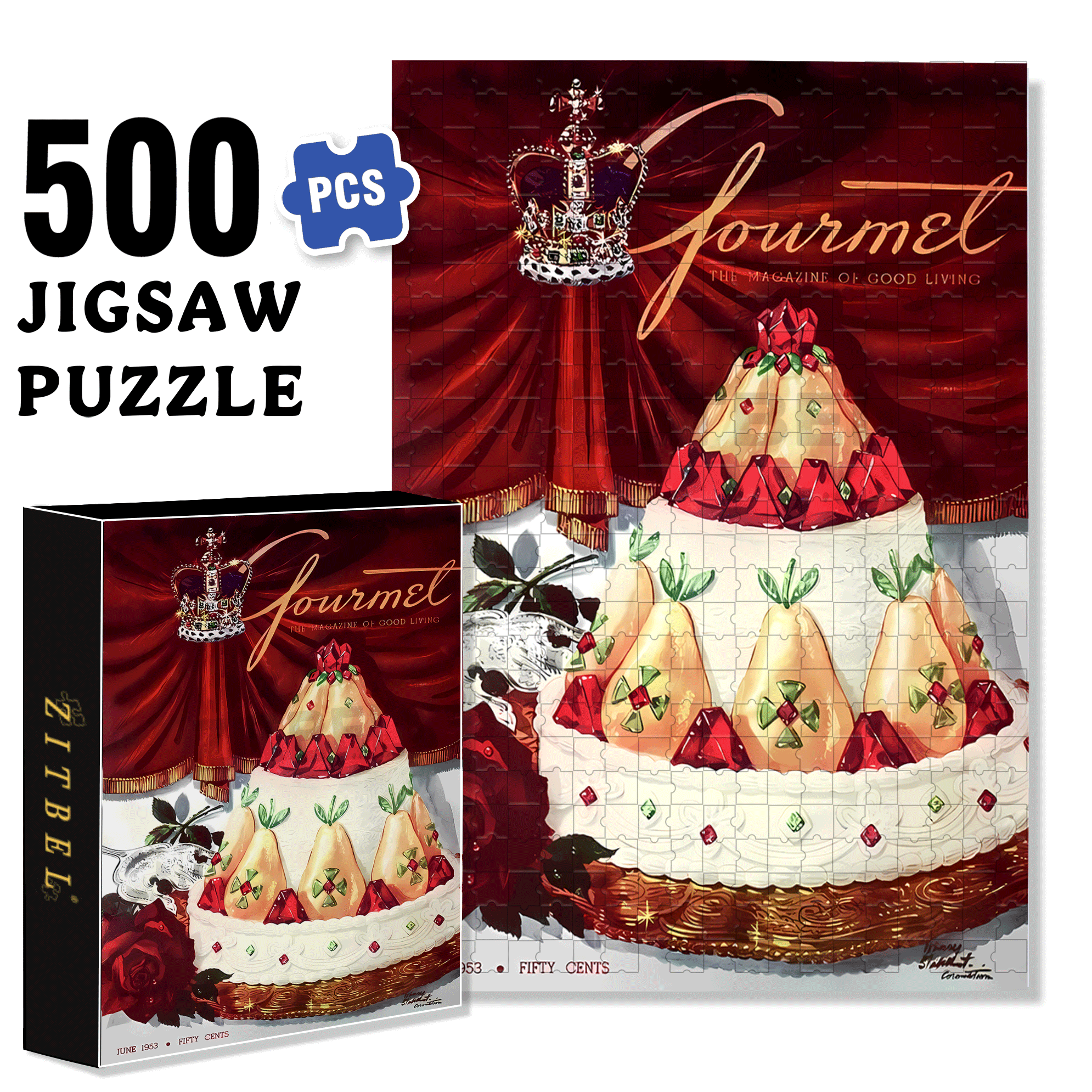 Gourmet 500pcs/1000pcs Jigsaw Puzzle, Scratch-Resistant, Interactive Family Game & Brain-Boosting DIY Decor, Perfect for Halloween, Christmas & New Year Gifts, Family Puzzle Game