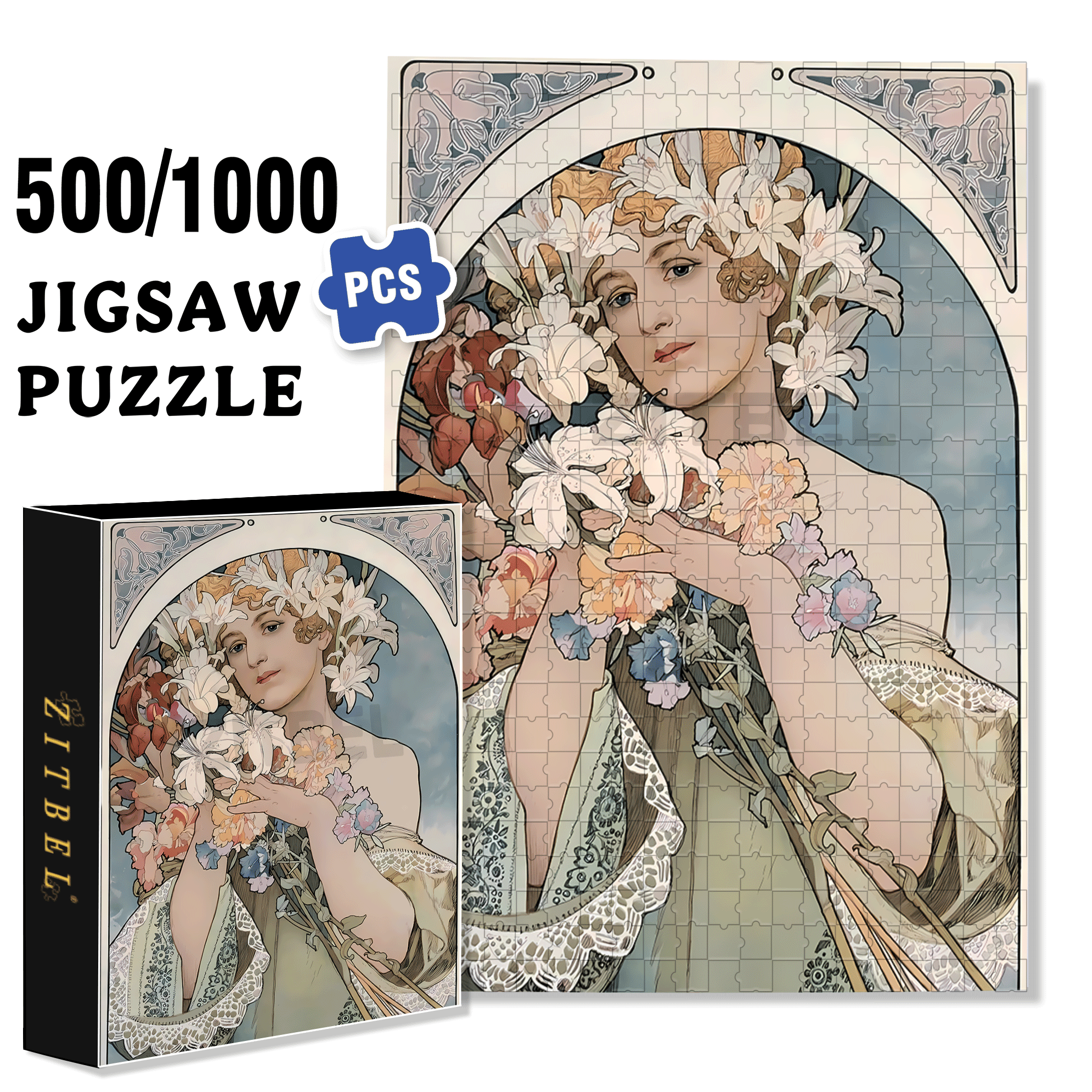 Lily Fairy 500pcs/1000pcs Jigsaw Puzzle, Scratch-Resistant, Interactive Family Game & Brain-Boosting DIY Decor, Perfect for Halloween, Christmas & New Year Gifts, Family Puzzle Game