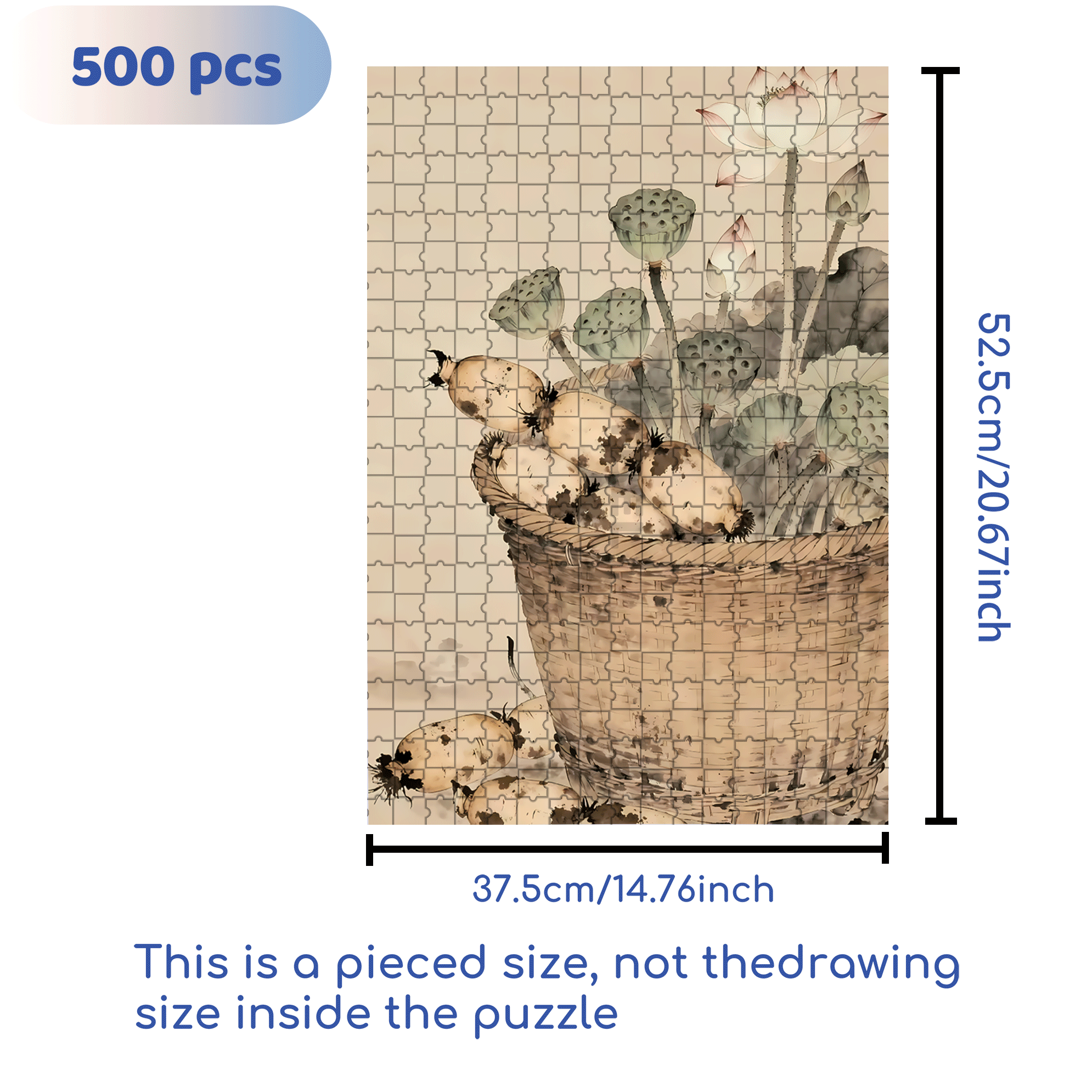 Lotus Root Harvest 500pcs/1000pcs Jigsaw Puzzle, Scratch-Resistant, Interactive Family Game & Brain-Boosting DIY Decor, Perfect for Halloween, Christmas & New Year Gifts, Family Puzzle Game