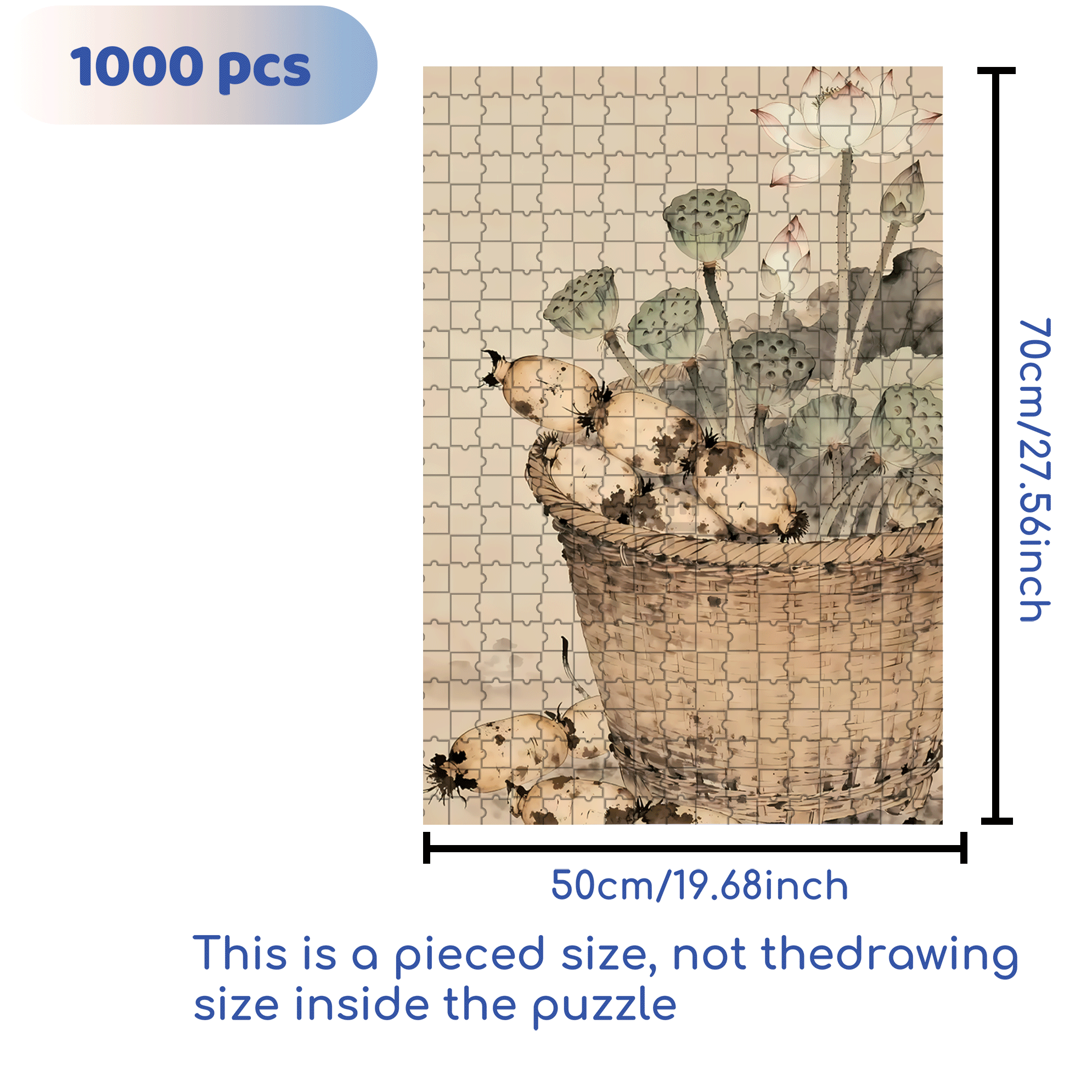 Lotus Root Harvest 500pcs/1000pcs Jigsaw Puzzle, Scratch-Resistant, Interactive Family Game & Brain-Boosting DIY Decor, Perfect for Halloween, Christmas & New Year Gifts, Family Puzzle Game