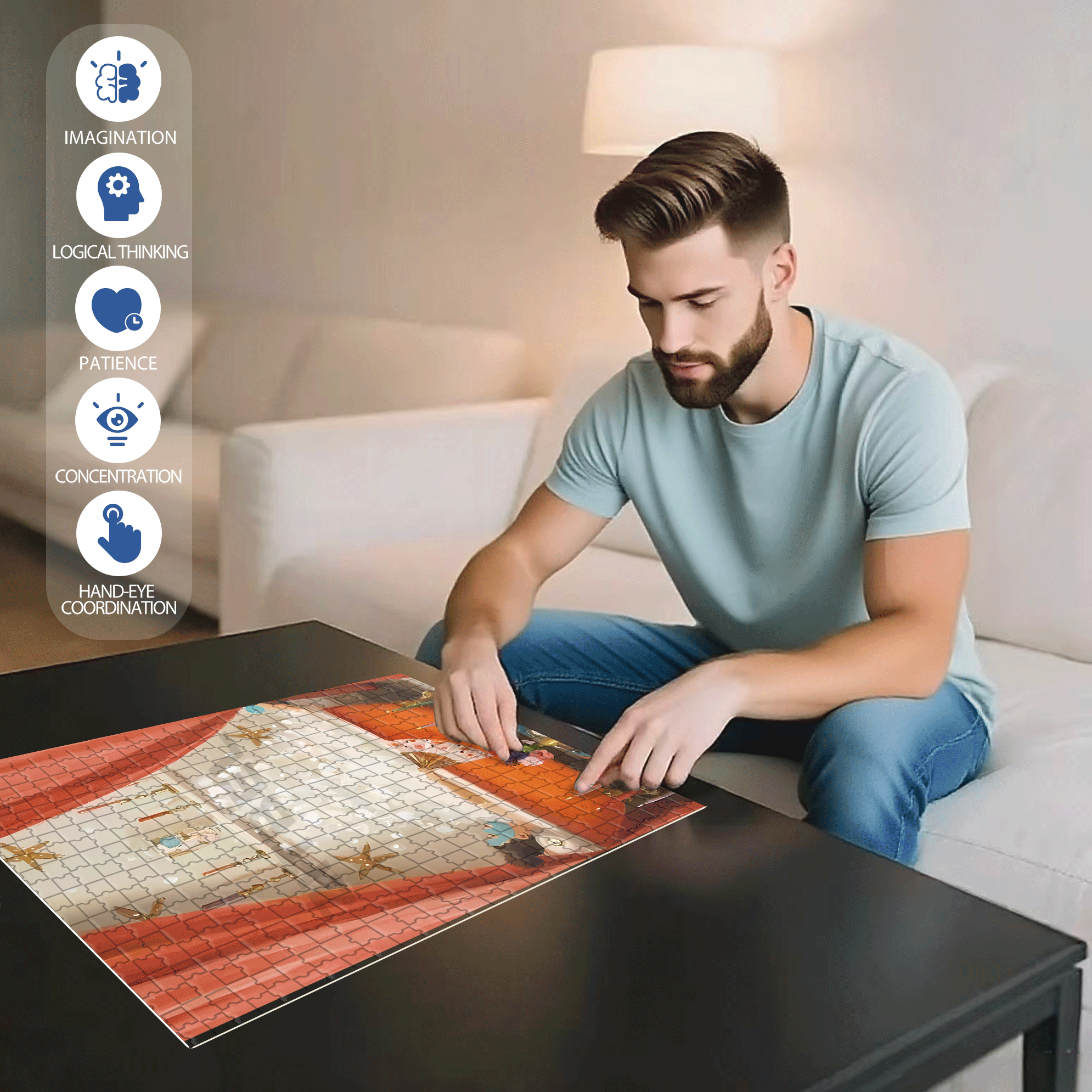 Me Time 500pcs/1000pcs Jigsaw Puzzle, Scratch-Resistant, Interactive Family Game & Brain-Boosting DIY Decor, Perfect for Halloween, Christmas & New Year Gifts, Family Puzzle Game