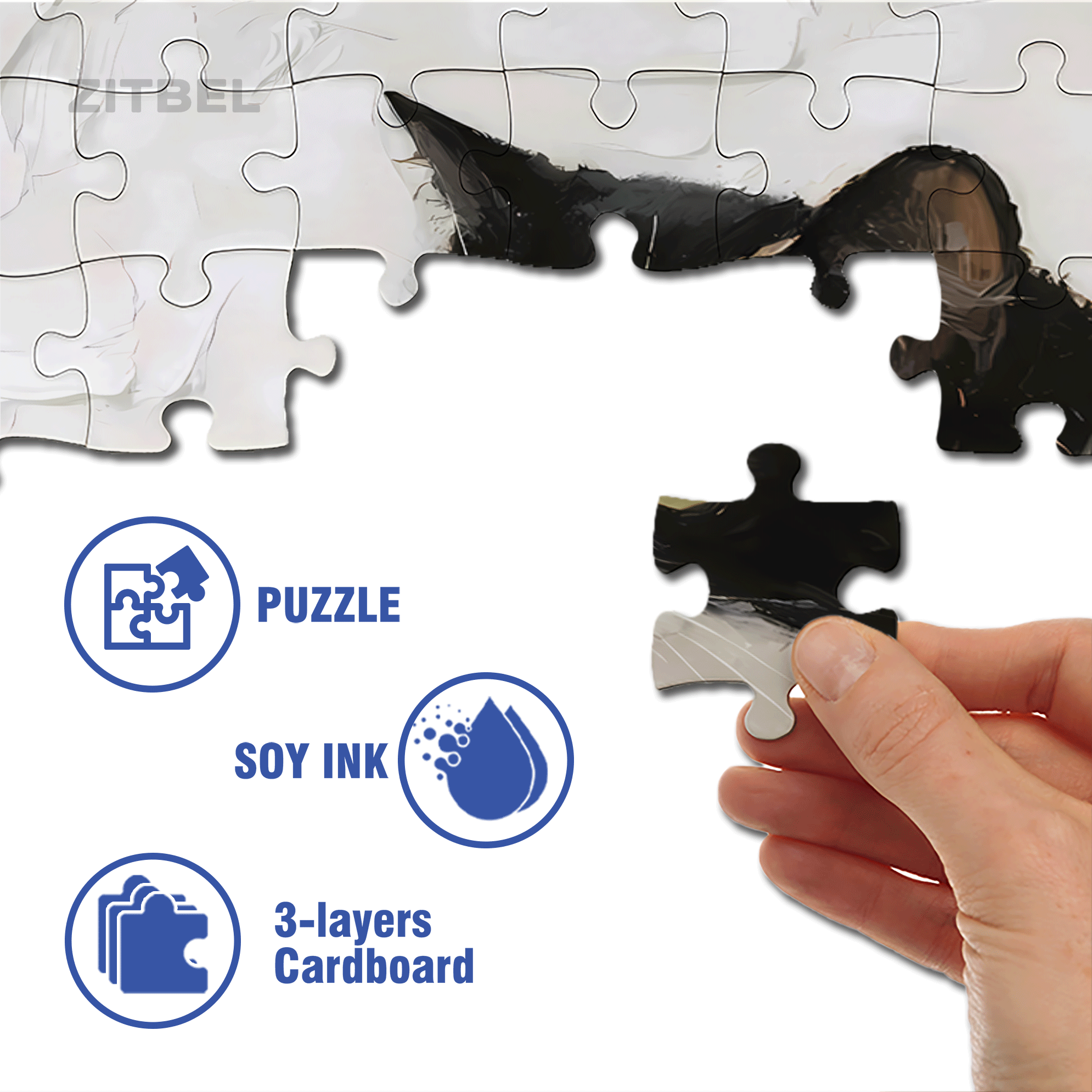 Meow Plays In The Water 500pcs/1000pcs Jigsaw Puzzle, Scratch-Resistant, Interactive Family Game & Brain-Boosting DIY Decor, Perfect for Halloween, Christmas & New Year Gifts, Family Puzzle Game