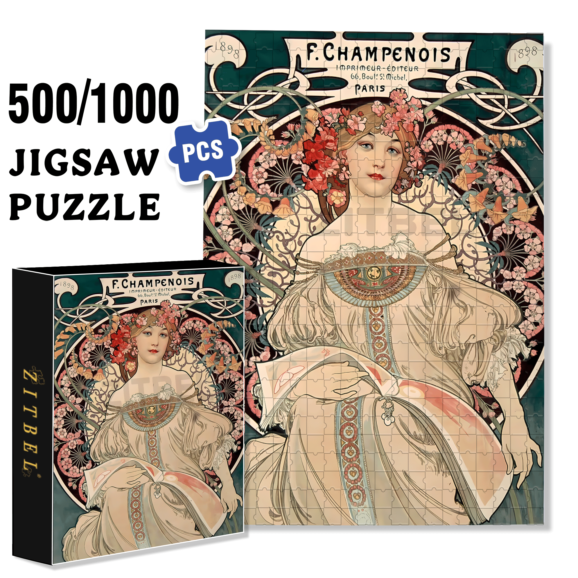 Paris 1898 500pcs/1000pcs Jigsaw Puzzle, Scratch-Resistant, Interactive Family Game & Brain-Boosting DIY Decor, Perfect for Halloween, Christmas & New Year Gifts, Family Puzzle Game