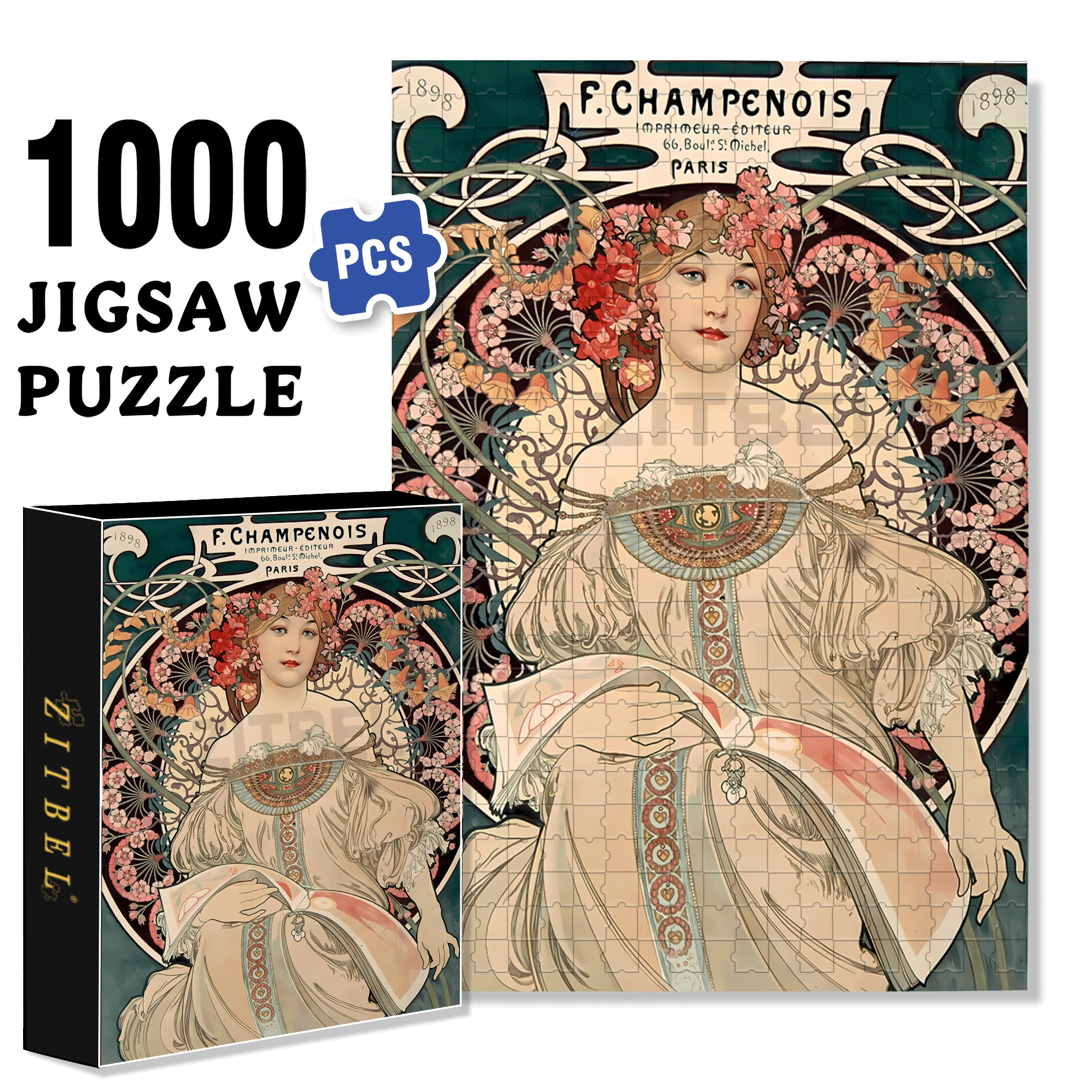Paris 1898 500pcs/1000pcs Jigsaw Puzzle, Scratch-Resistant, Interactive Family Game & Brain-Boosting DIY Decor, Perfect for Halloween, Christmas & New Year Gifts, Family Puzzle Game