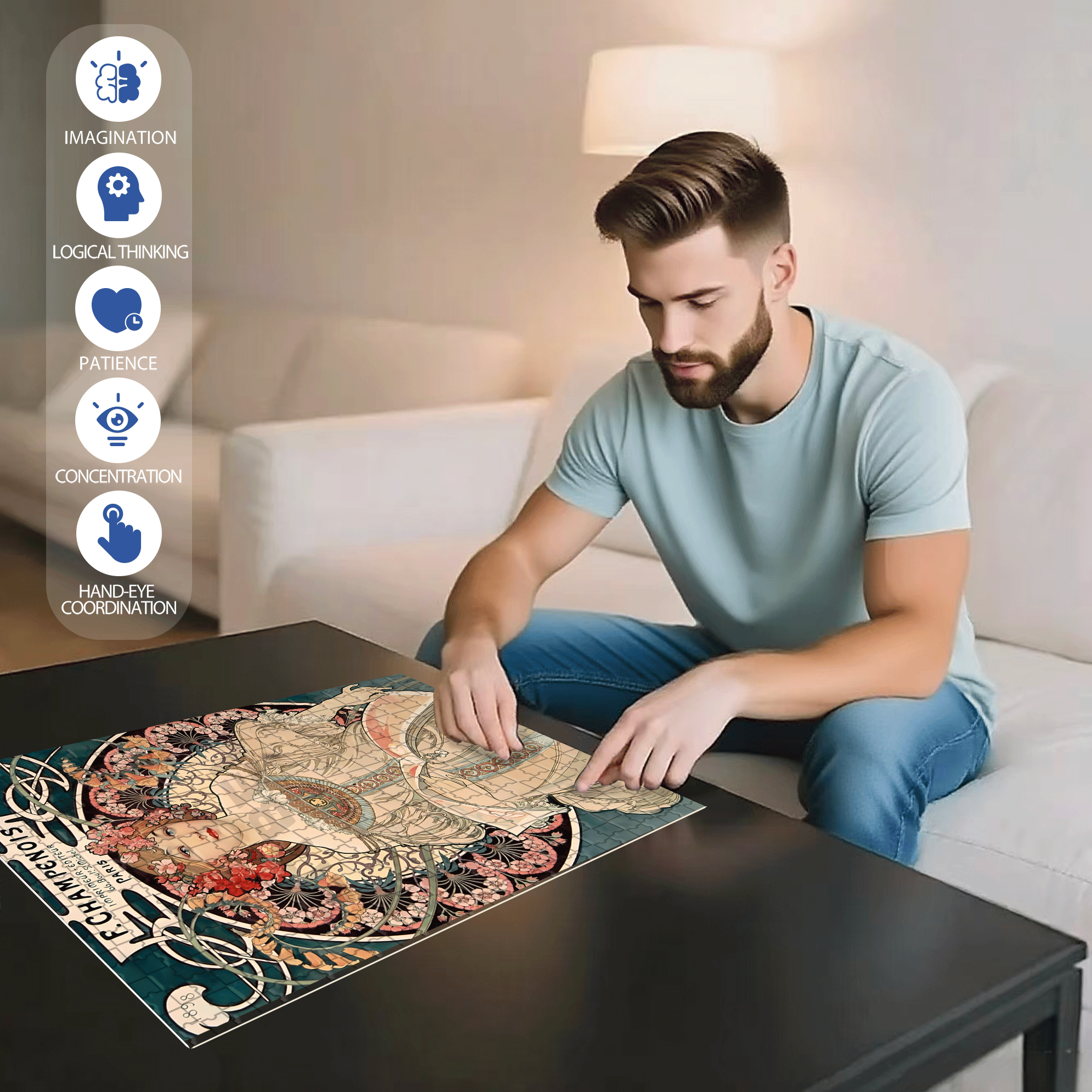 Paris 1898 500pcs/1000pcs Jigsaw Puzzle, Scratch-Resistant, Interactive Family Game & Brain-Boosting DIY Decor, Perfect for Halloween, Christmas & New Year Gifts, Family Puzzle Game