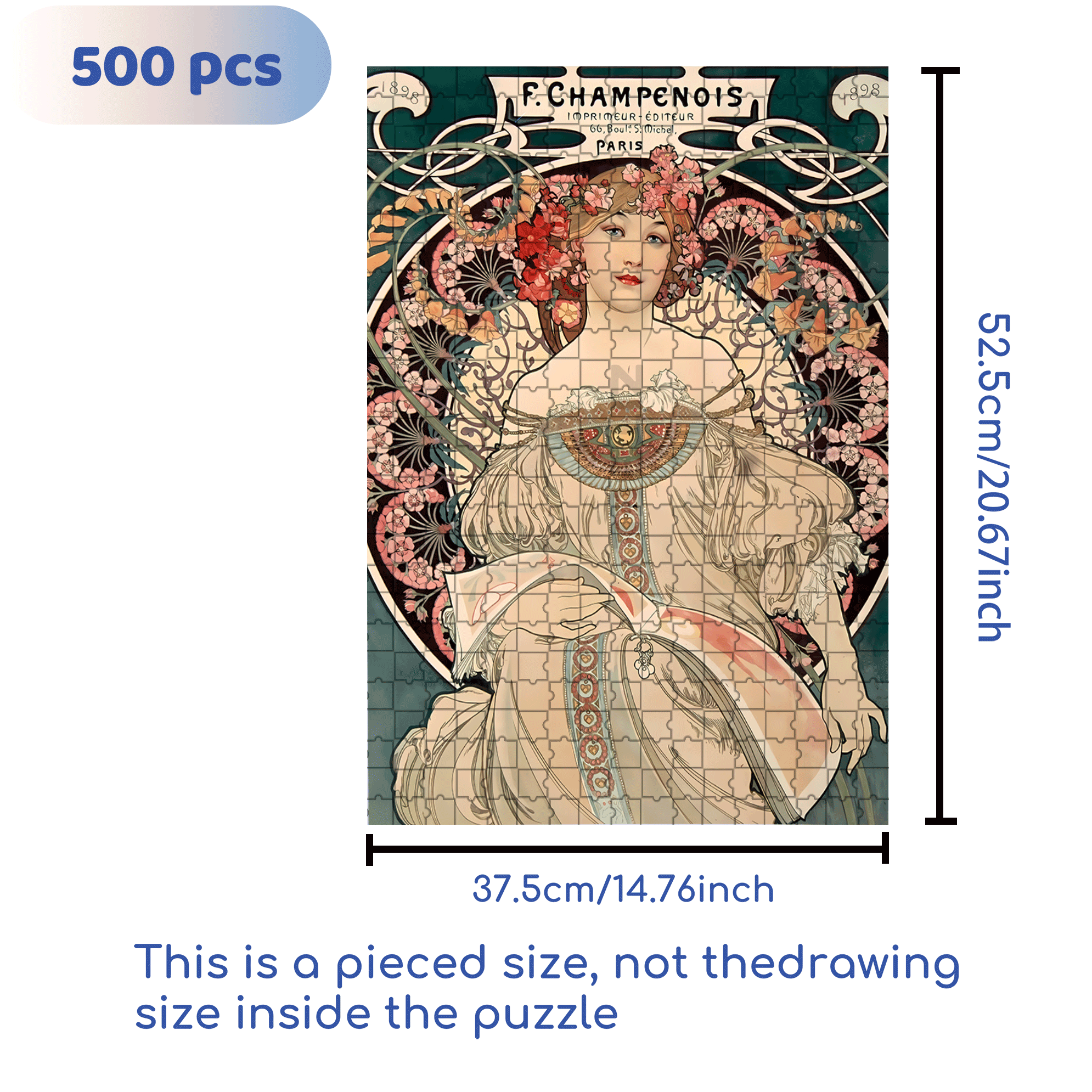 Paris 1898 500pcs/1000pcs Jigsaw Puzzle, Scratch-Resistant, Interactive Family Game & Brain-Boosting DIY Decor, Perfect for Halloween, Christmas & New Year Gifts, Family Puzzle Game