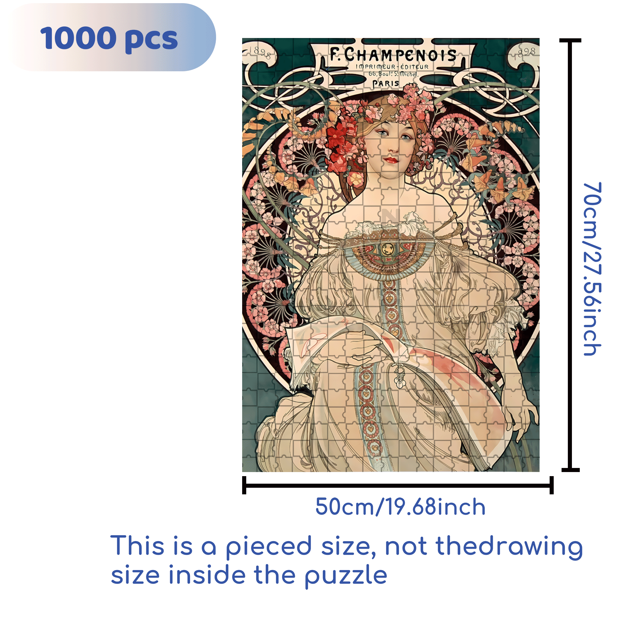 Paris 1898 500pcs/1000pcs Jigsaw Puzzle, Scratch-Resistant, Interactive Family Game & Brain-Boosting DIY Decor, Perfect for Halloween, Christmas & New Year Gifts, Family Puzzle Game