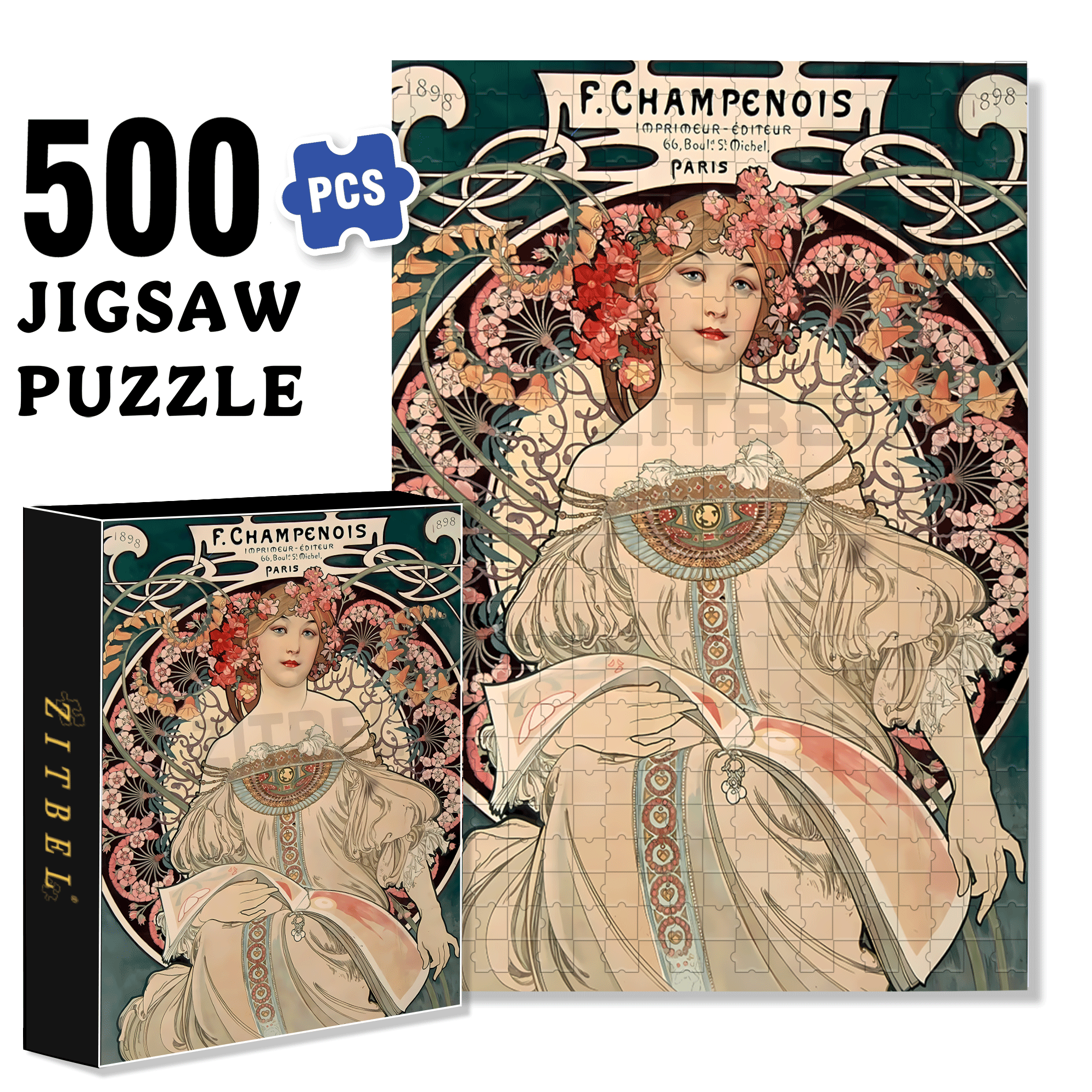Paris 1898 500pcs/1000pcs Jigsaw Puzzle, Scratch-Resistant, Interactive Family Game & Brain-Boosting DIY Decor, Perfect for Halloween, Christmas & New Year Gifts, Family Puzzle Game