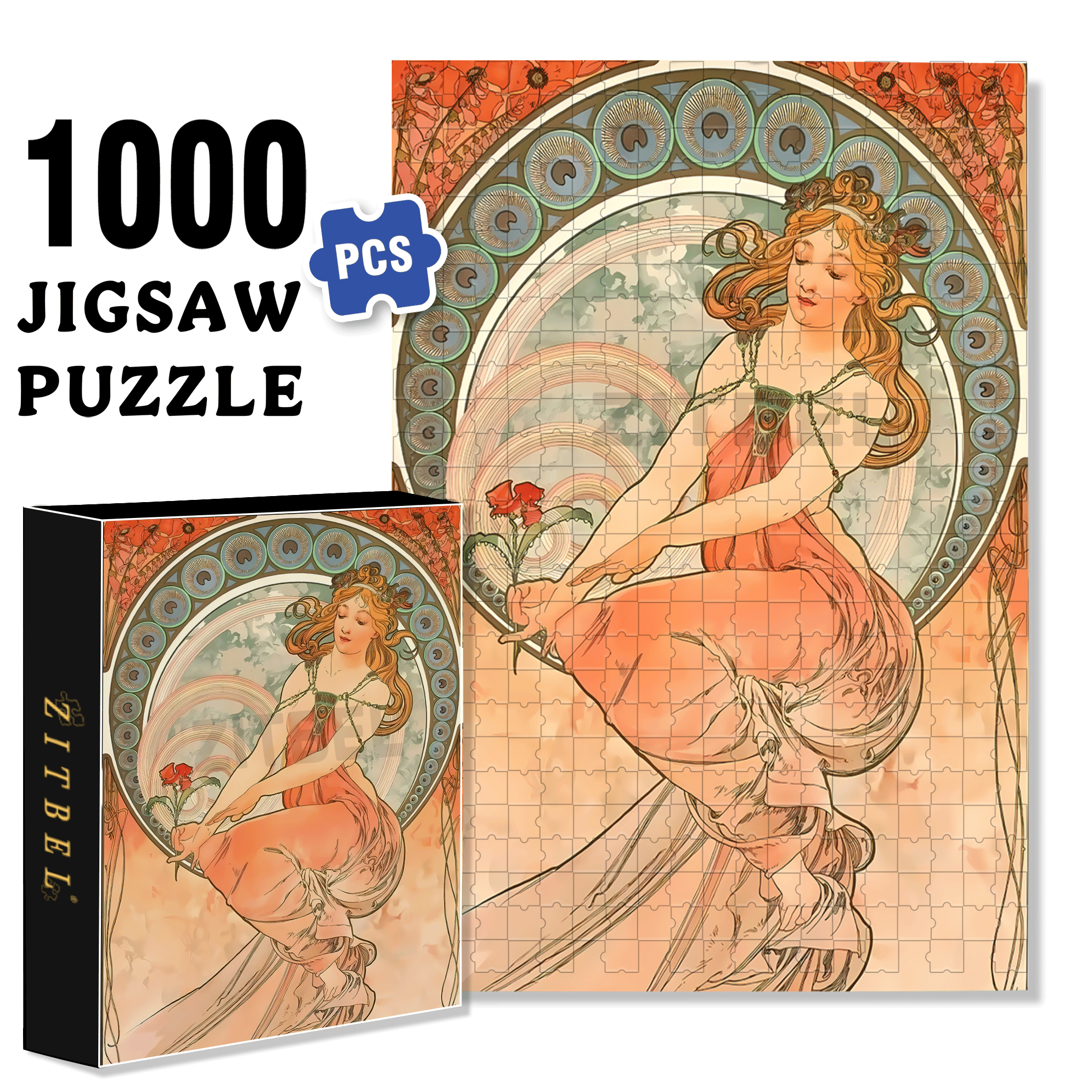 Red Rose Love 500pcs/1000pcs Jigsaw Puzzle, Scratch-Resistant, Interactive Family Game & Brain-Boosting DIY Decor, Perfect for Halloween, Christmas & New Year Gifts, Family Puzzle Game