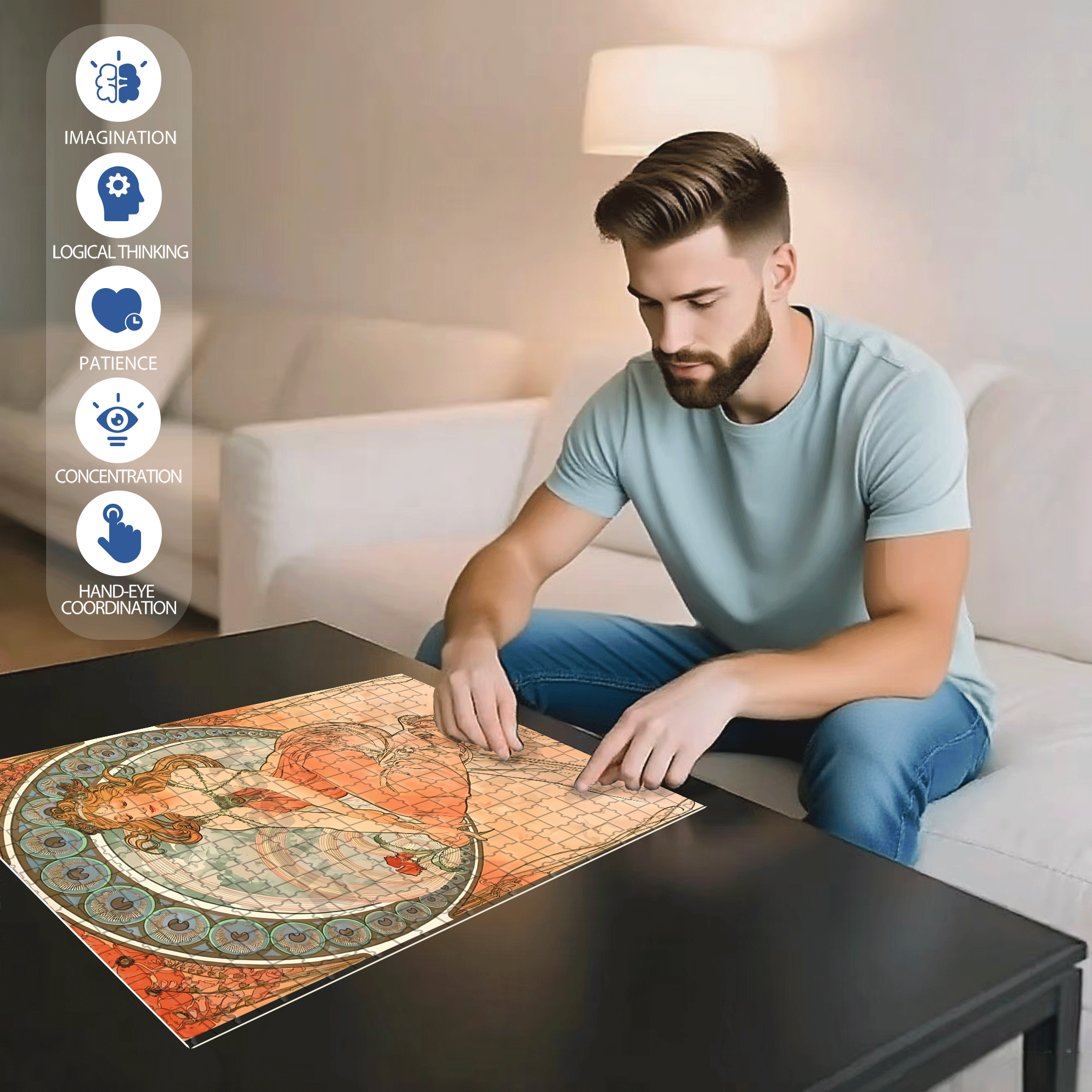 Red Rose Love 500pcs/1000pcs Jigsaw Puzzle, Scratch-Resistant, Interactive Family Game & Brain-Boosting DIY Decor, Perfect for Halloween, Christmas & New Year Gifts, Family Puzzle Game