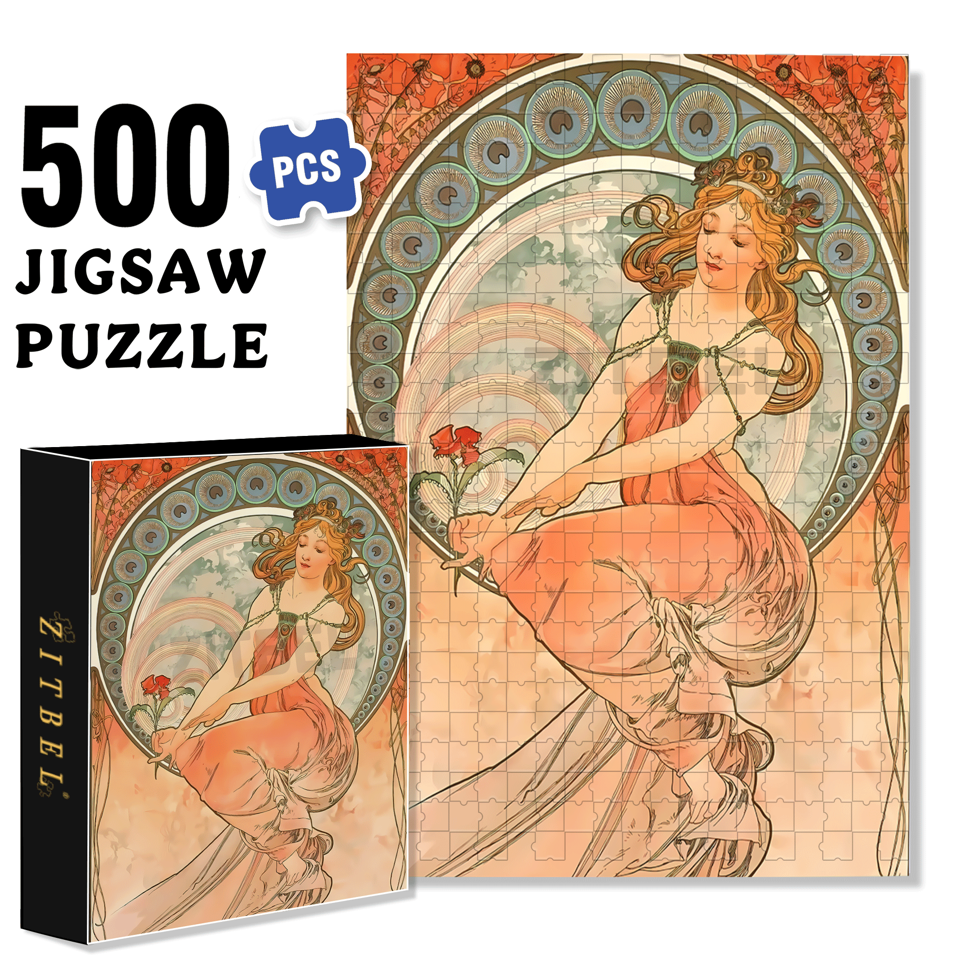 Red Rose Love 500pcs/1000pcs Jigsaw Puzzle, Scratch-Resistant, Interactive Family Game & Brain-Boosting DIY Decor, Perfect for Halloween, Christmas & New Year Gifts, Family Puzzle Game