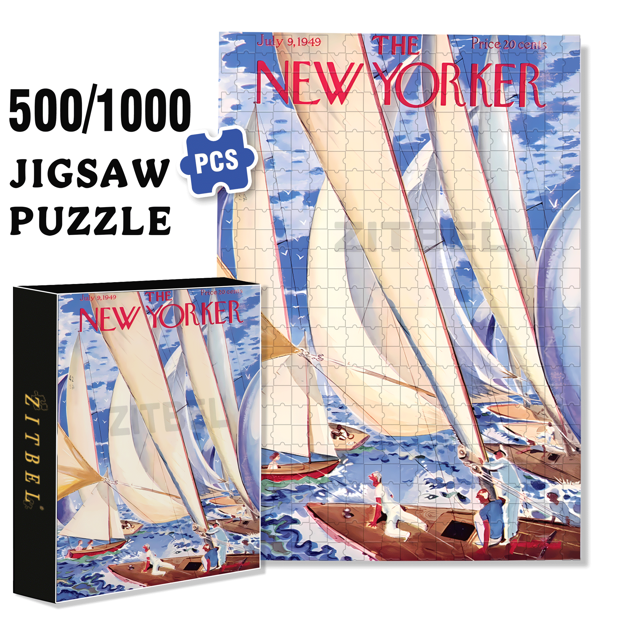 Regatta 500pcs/1000pcs Jigsaw Puzzle, Scratch-Resistant, Interactive Family Game & Brain-Boosting DIY Decor, Perfect for Halloween, Christmas & New Year Gifts, Family Puzzle Game