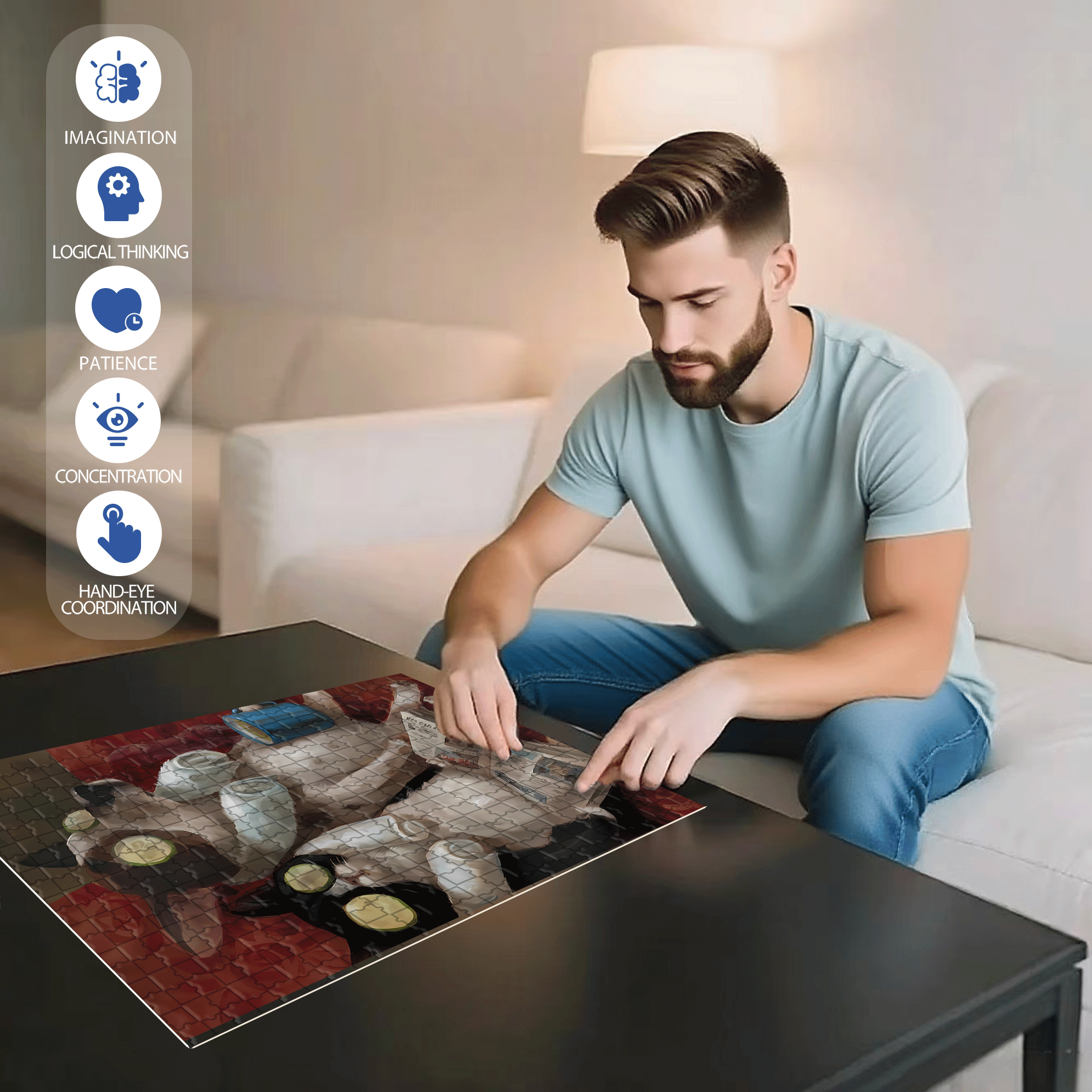 Relaxing 500pcs/1000pcs Jigsaw Puzzle, Scratch-Resistant, Interactive Family Game & Brain-Boosting DIY Decor, Perfect for Halloween, Christmas & New Year Gifts, Family Puzzle Game