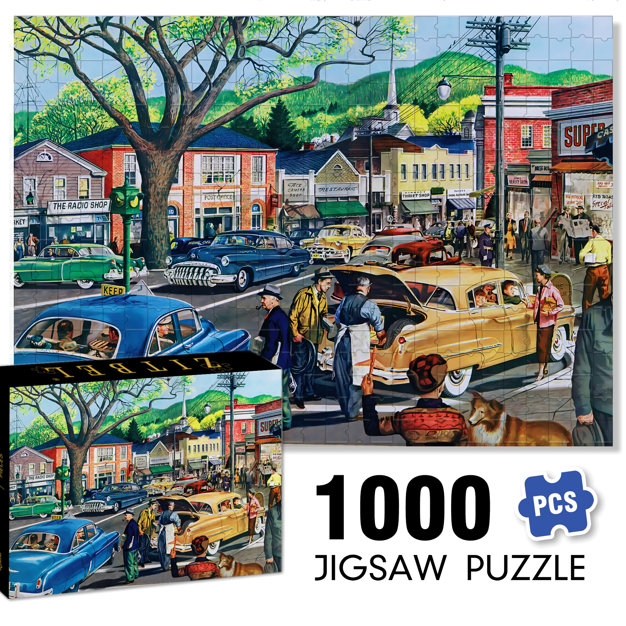 Saturday Afternoon 500pcs/1000pcs Jigsaw Puzzle, Scratch-Resistant, Interactive Family Game & Brain-Boosting DIY Decor, Perfect for Halloween, Christmas & New Year Gifts, Family Puzzle Game