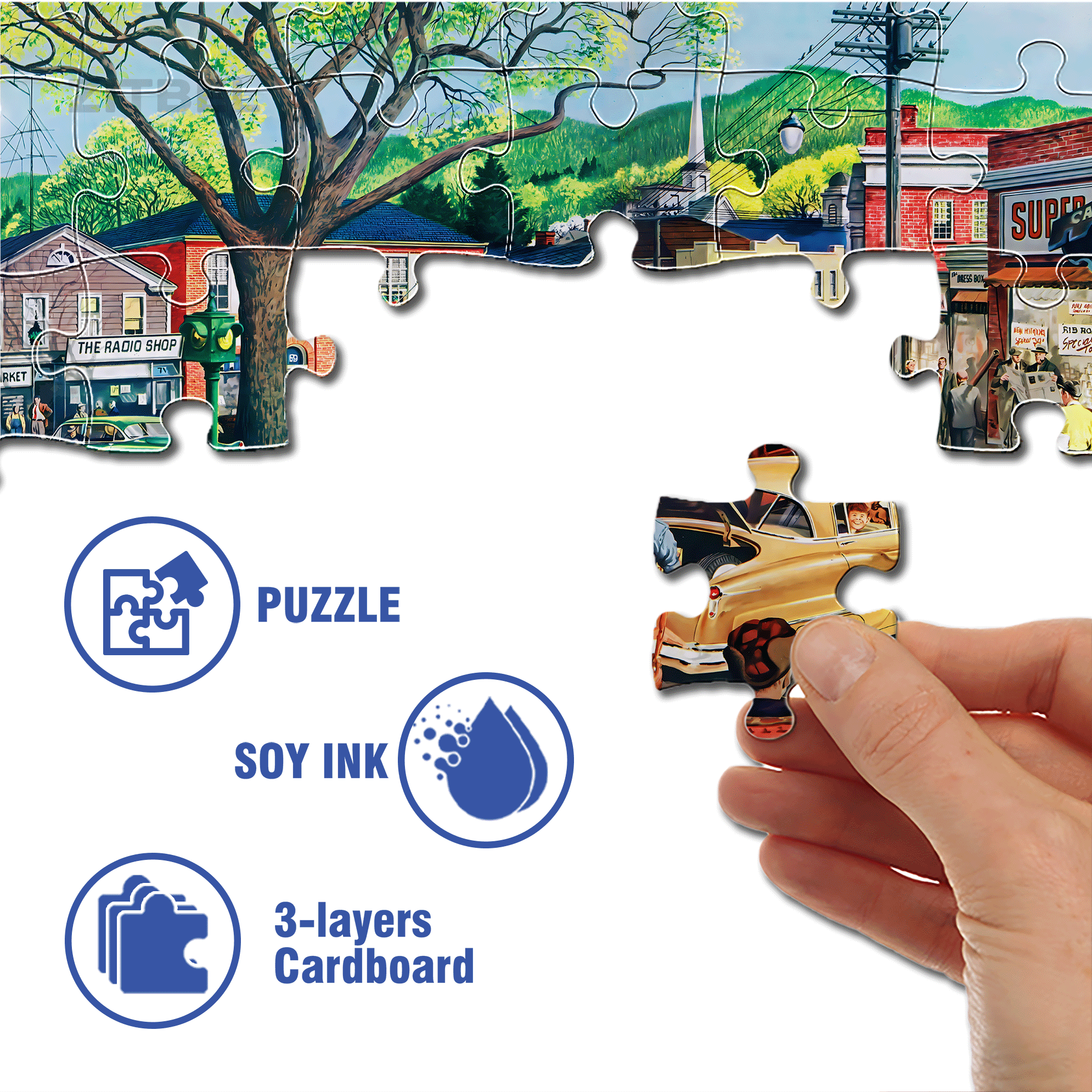 Saturday Afternoon 500pcs/1000pcs Jigsaw Puzzle, Scratch-Resistant, Interactive Family Game & Brain-Boosting DIY Decor, Perfect for Halloween, Christmas & New Year Gifts, Family Puzzle Game