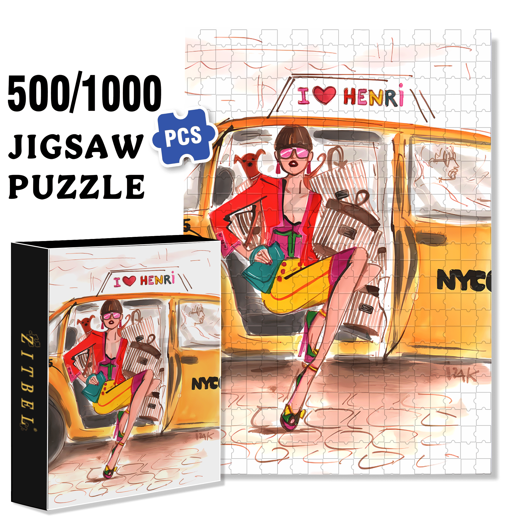 Shopping Expert 500pcs/1000pcs Jigsaw Puzzle, Scratch-Resistant, Interactive Family Game & Brain-Boosting DIY Decor, Perfect for Halloween, Christmas & New Year Gifts, Family Puzzle Game
