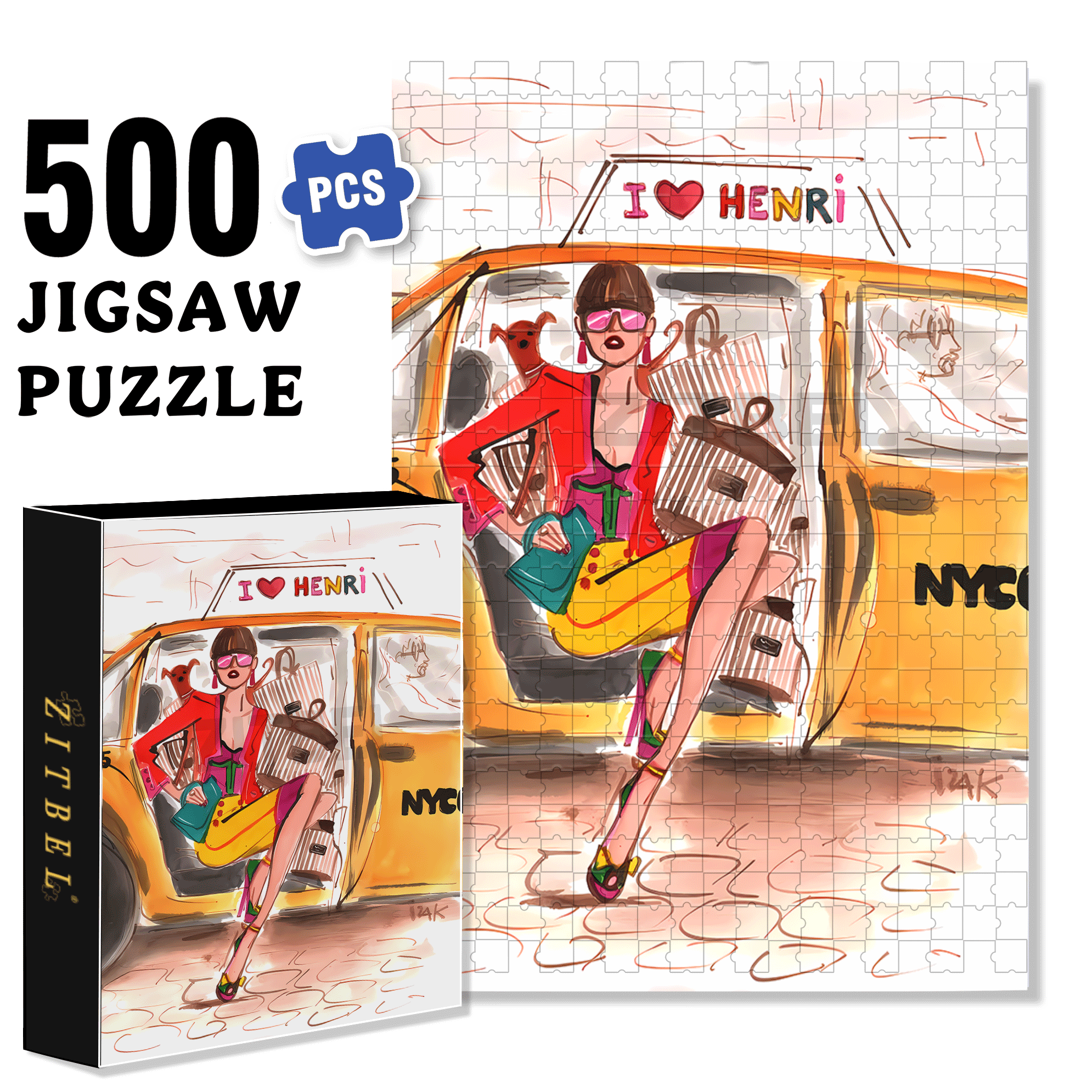 Shopping Expert 500pcs/1000pcs Jigsaw Puzzle, Scratch-Resistant, Interactive Family Game & Brain-Boosting DIY Decor, Perfect for Halloween, Christmas & New Year Gifts, Family Puzzle Game
