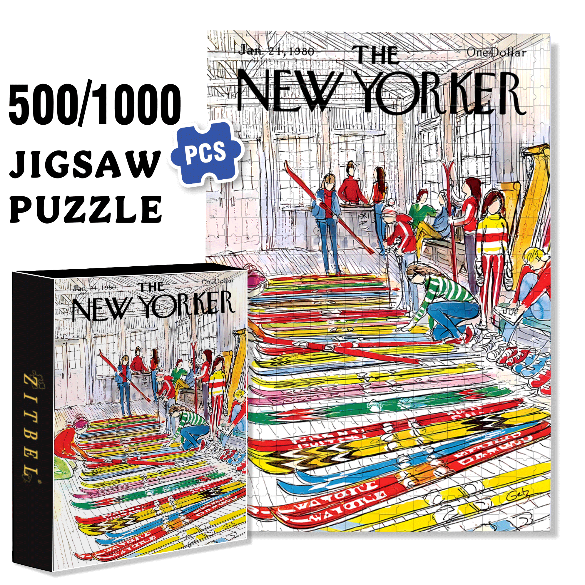 Ski Shop 500pcs/1000pcs Jigsaw Puzzle, Scratch-Resistant, Interactive Family Game & Brain-Boosting DIY Decor, Perfect for Halloween, Christmas & New Year Gifts, Family Puzzle Game