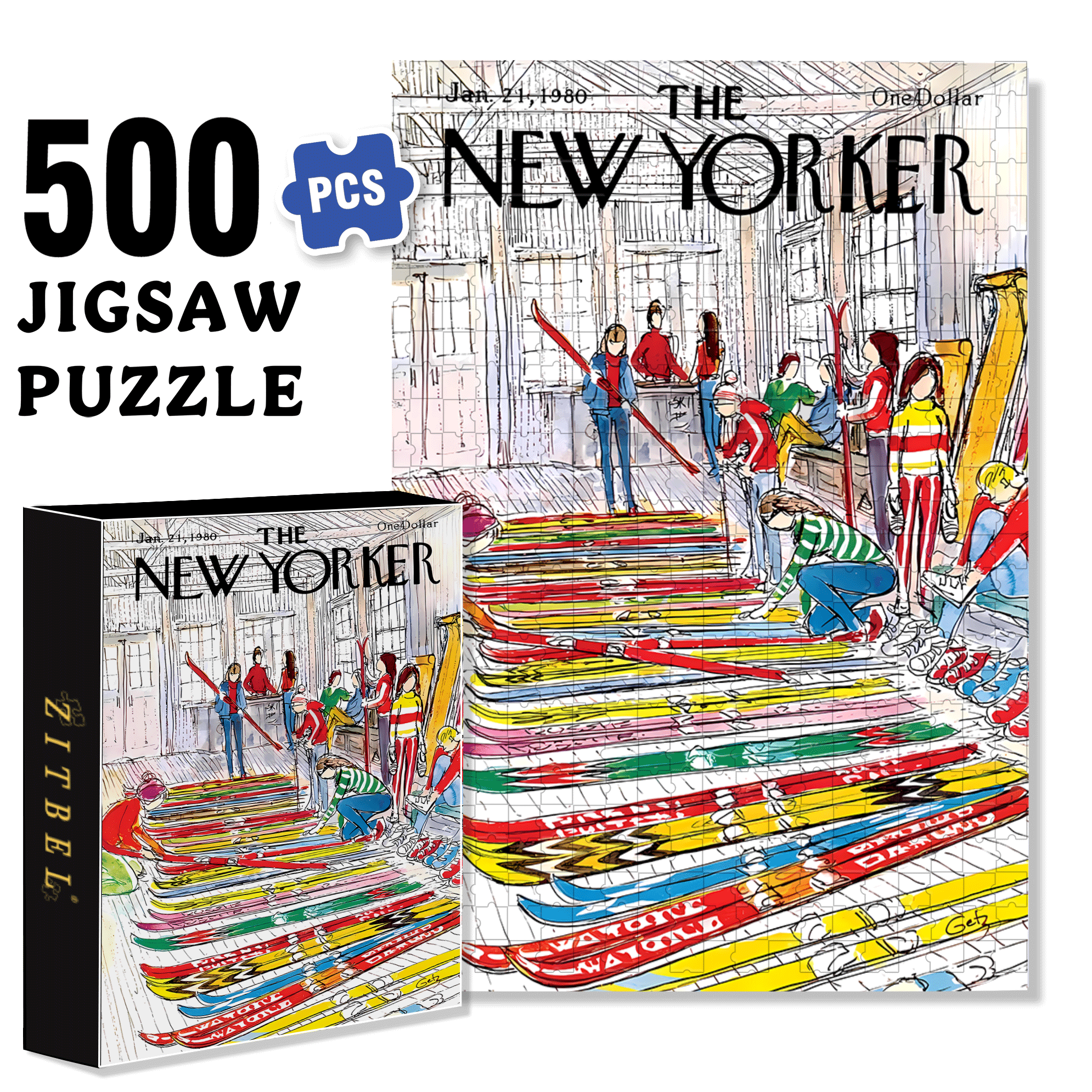 Ski Shop 500pcs/1000pcs Jigsaw Puzzle, Scratch-Resistant, Interactive Family Game & Brain-Boosting DIY Decor, Perfect for Halloween, Christmas & New Year Gifts, Family Puzzle Game