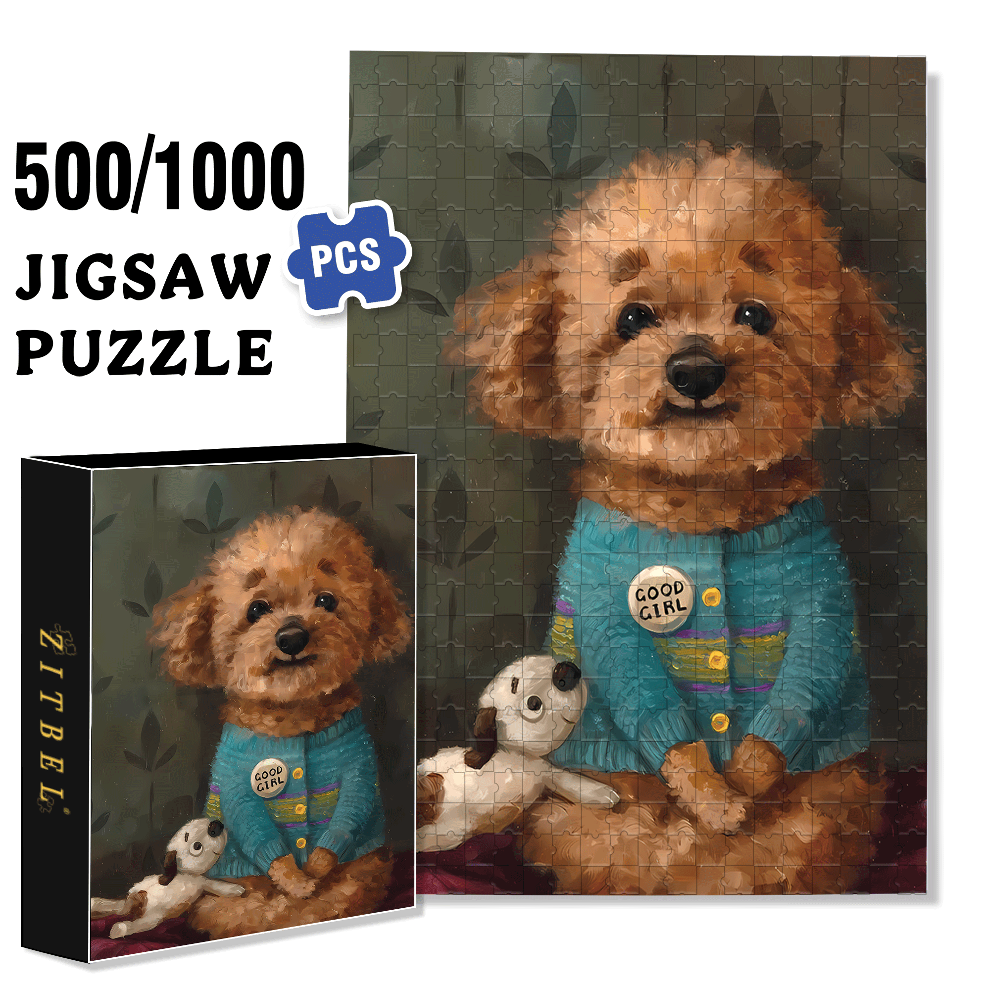 Smiling Teddy 500pcs/1000pcs Jigsaw Puzzle, Scratch-Resistant, Interactive Family Game & Brain-Boosting DIY Decor, Perfect for Halloween, Christmas & New Year Gifts, Family Puzzle Game