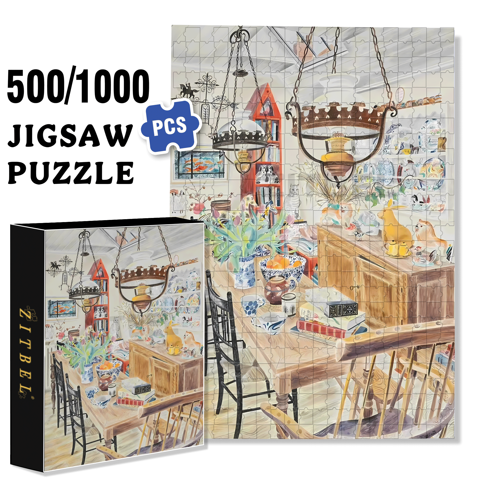 Still Life and Light 17 500pcs/1000pcs Jigsaw Puzzle, Scratch-Resistant, Interactive Family Game & Brain-Boosting DIY Decor, Perfect for Halloween, Christmas & New Year Gifts, Family Puzzle Game