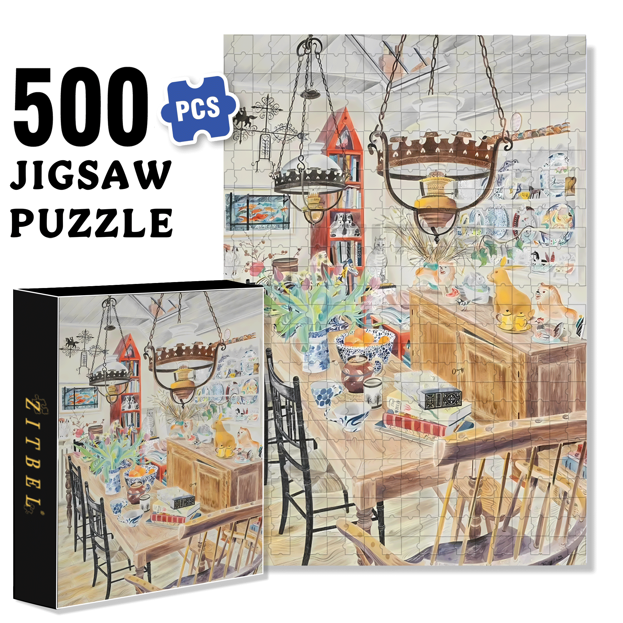 Still Life and Light 17 500pcs/1000pcs Jigsaw Puzzle, Scratch-Resistant, Interactive Family Game & Brain-Boosting DIY Decor, Perfect for Halloween, Christmas & New Year Gifts, Family Puzzle Game