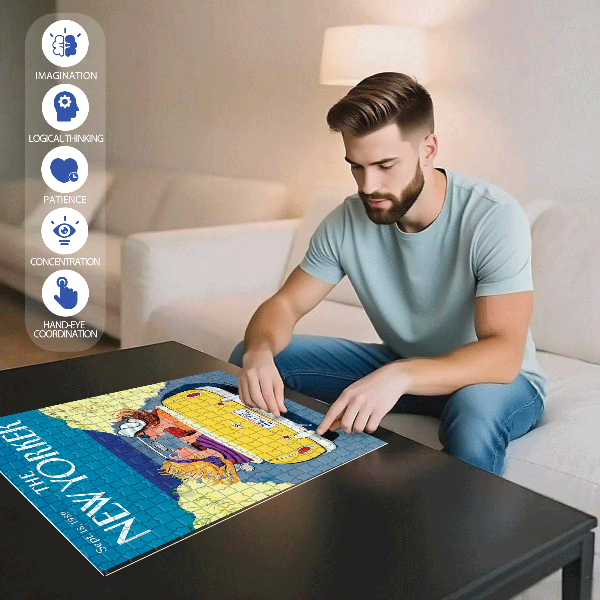 Summer Friday 500pcs/1000pcs Jigsaw Puzzle, Scratch-Resistant, Interactive Family Game & Brain-Boosting DIY Decor, Perfect for Halloween, Christmas & New Year Gifts, Family Puzzle Game