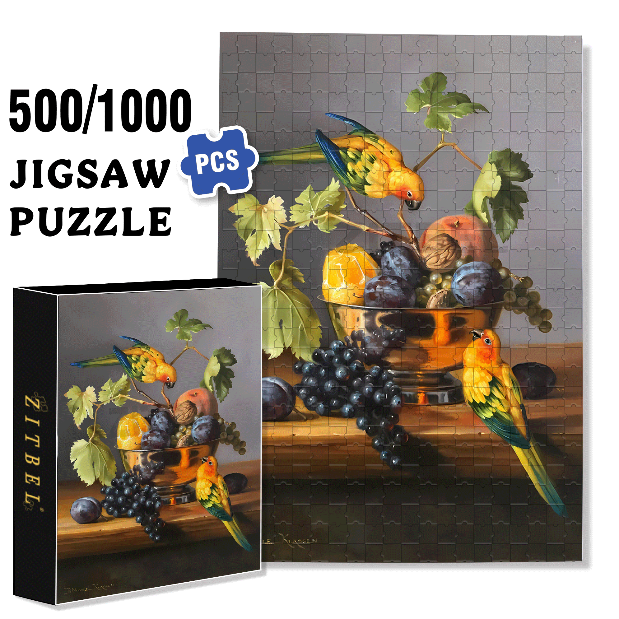 Sun Birds 500pcs/1000pcs Jigsaw Puzzle, Scratch-Resistant, Interactive Family Game & Brain-Boosting DIY Decor, Perfect for Halloween, Christmas & New Year Gifts, Family Puzzle Game
