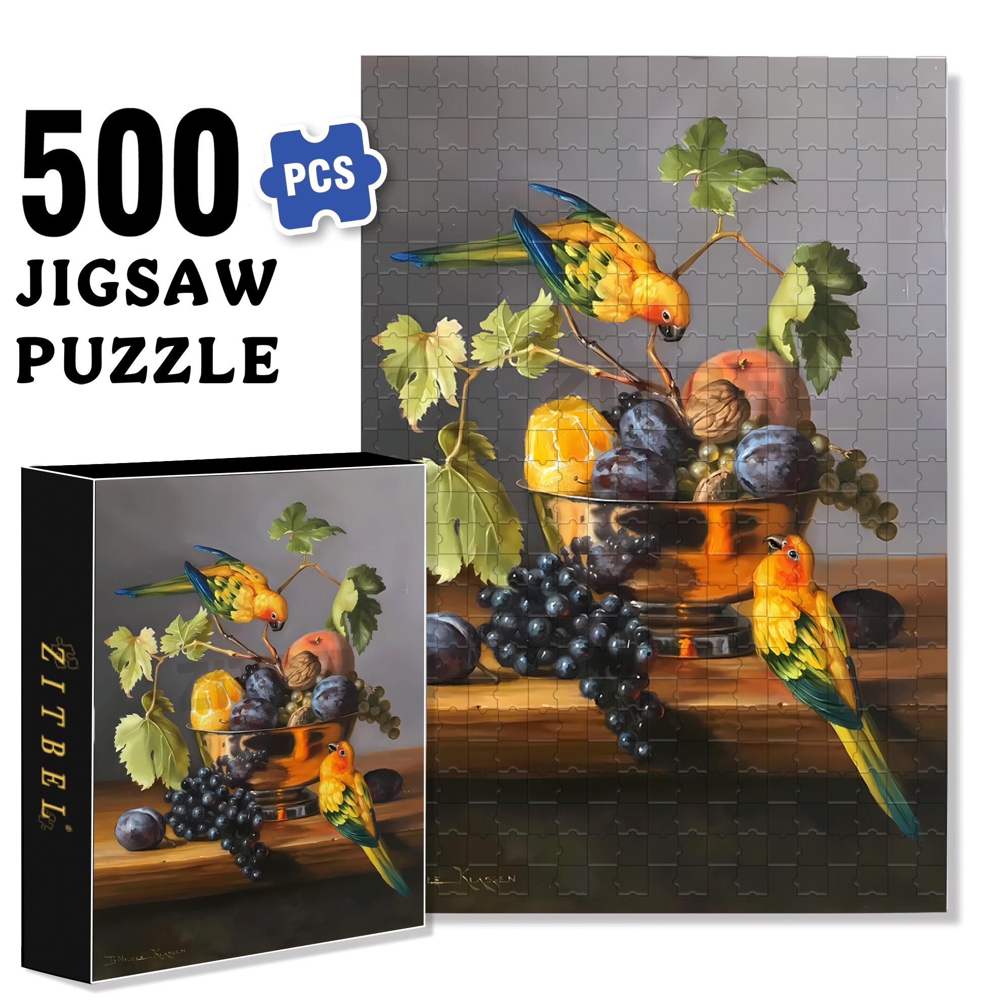 Sun Birds 500pcs/1000pcs Jigsaw Puzzle, Scratch-Resistant, Interactive Family Game & Brain-Boosting DIY Decor, Perfect for Halloween, Christmas & New Year Gifts, Family Puzzle Game