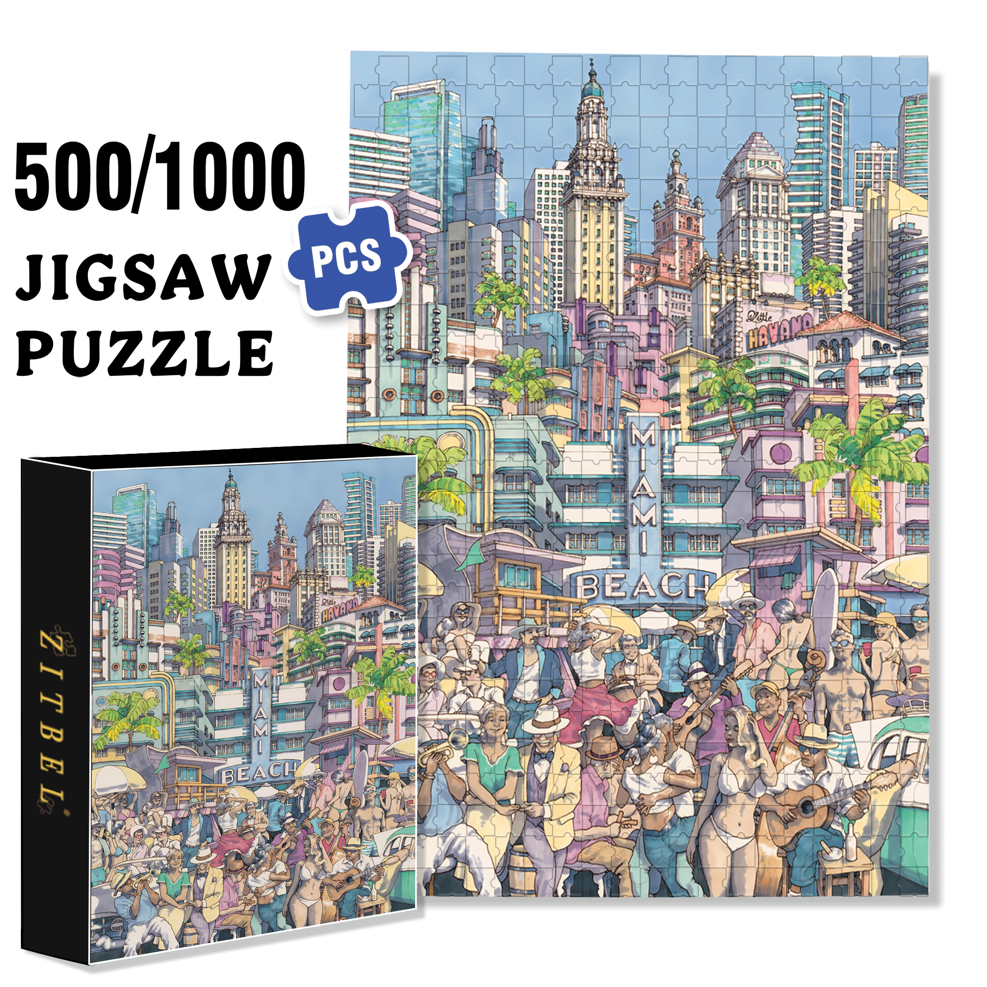 Sun Kissed City 500pcs/1000pcs Jigsaw Puzzle, Scratch-Resistant, Interactive Family Game & Brain-Boosting DIY Decor, Perfect for Halloween, Christmas & New Year Gifts, Family Puzzle Game