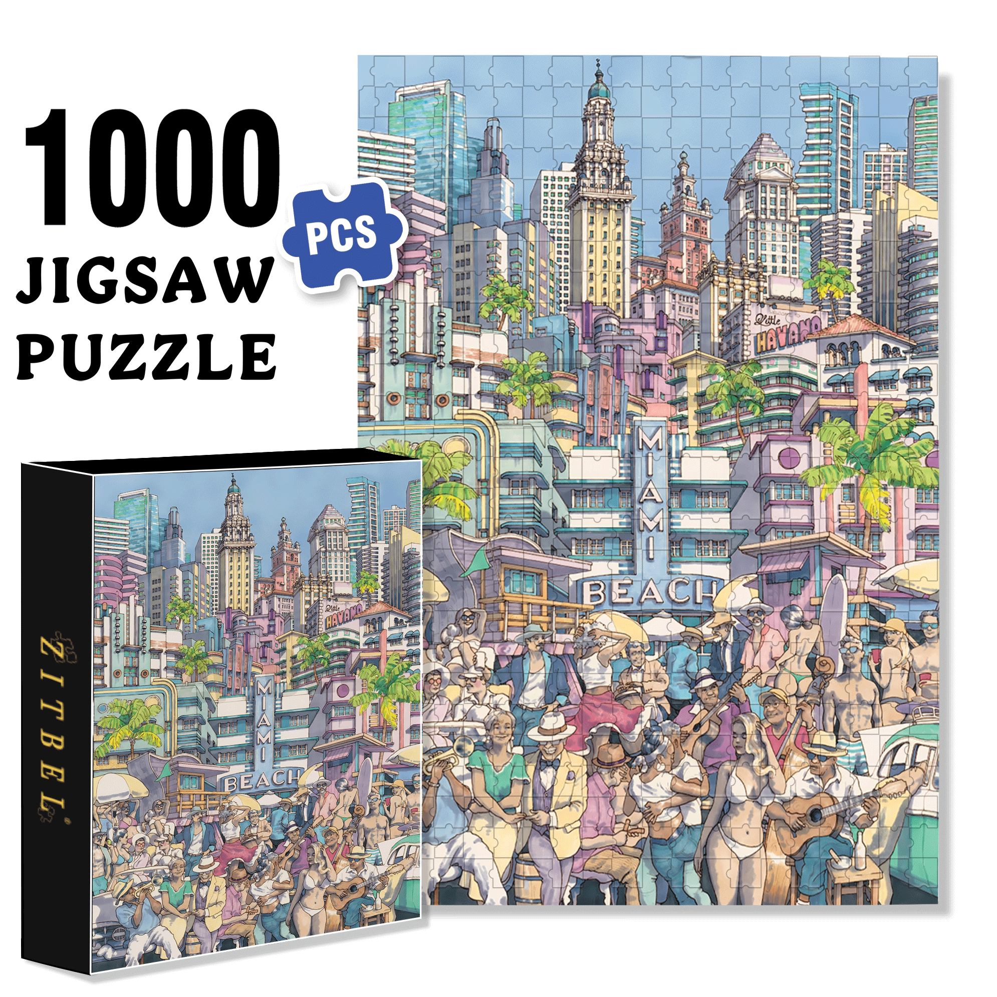 Sun Kissed City 500pcs/1000pcs Jigsaw Puzzle, Scratch-Resistant, Interactive Family Game & Brain-Boosting DIY Decor, Perfect for Halloween, Christmas & New Year Gifts, Family Puzzle Game