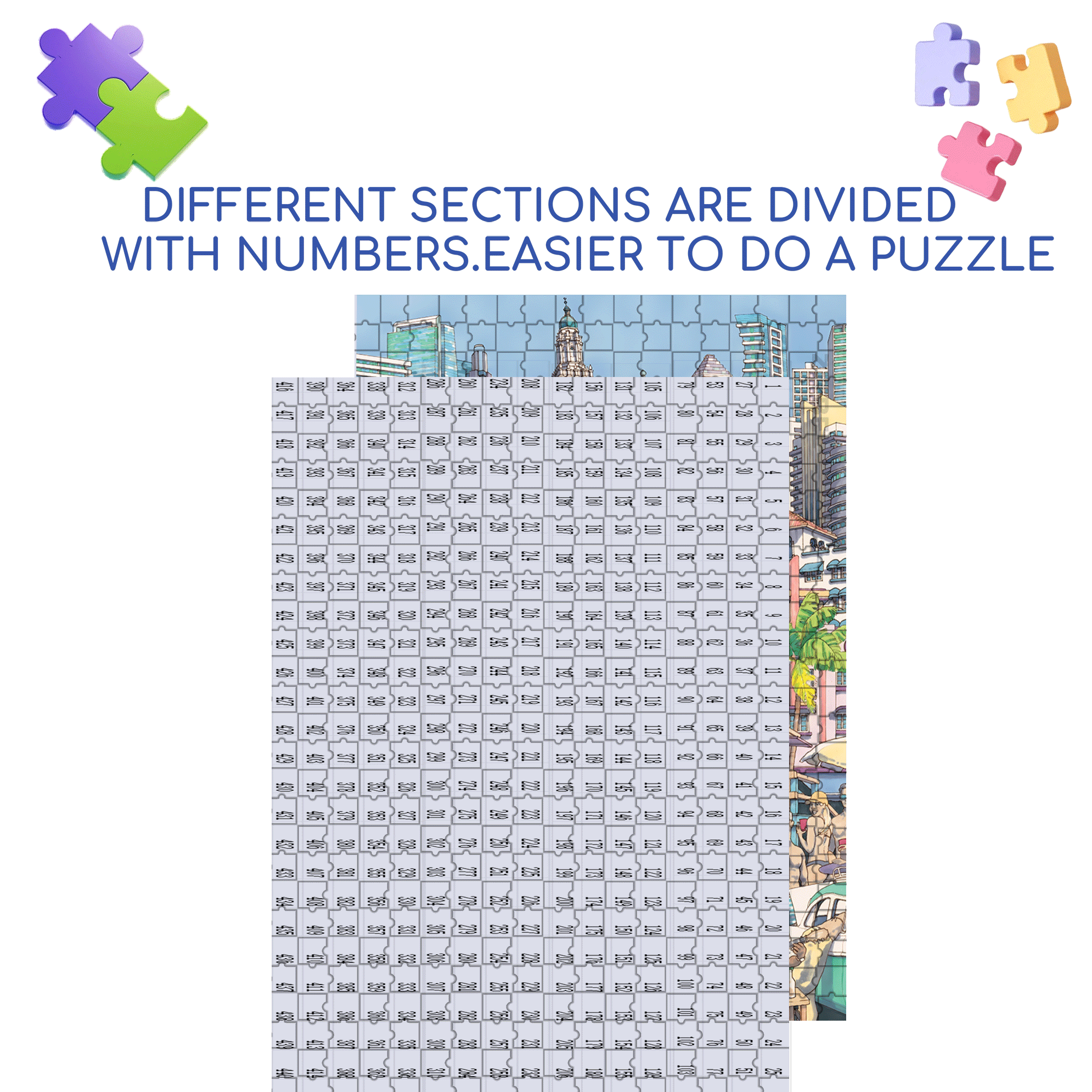 Sun Kissed City 500pcs/1000pcs Jigsaw Puzzle, Scratch-Resistant, Interactive Family Game & Brain-Boosting DIY Decor, Perfect for Halloween, Christmas & New Year Gifts, Family Puzzle Game