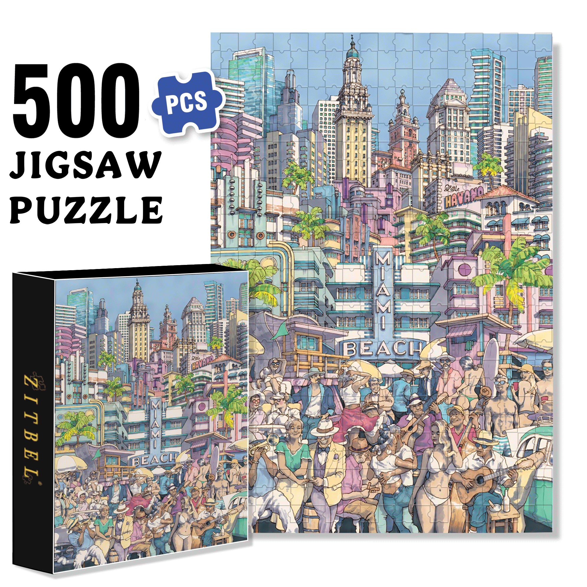 Sun Kissed City 500pcs/1000pcs Jigsaw Puzzle, Scratch-Resistant, Interactive Family Game & Brain-Boosting DIY Decor, Perfect for Halloween, Christmas & New Year Gifts, Family Puzzle Game