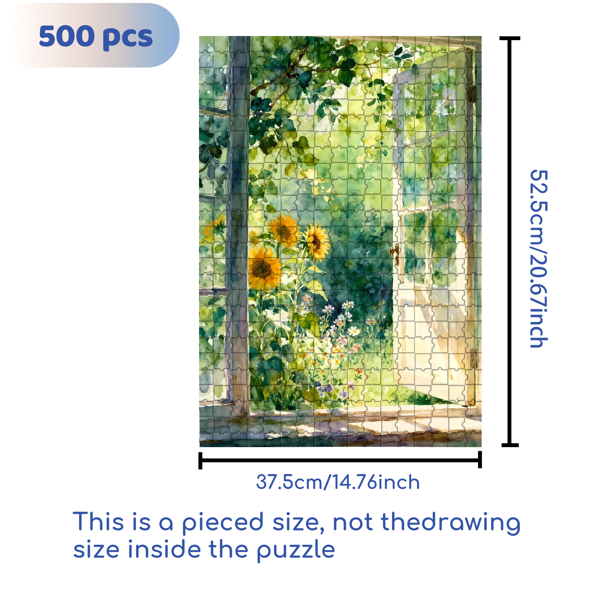 Sunflower Window 500pcs/1000pcs Jigsaw Puzzle, Scratch-Resistant, Interactive Family Game & Brain-Boosting DIY Decor, Perfect for Halloween, Christmas & New Year Gifts, Family Puzzle Game