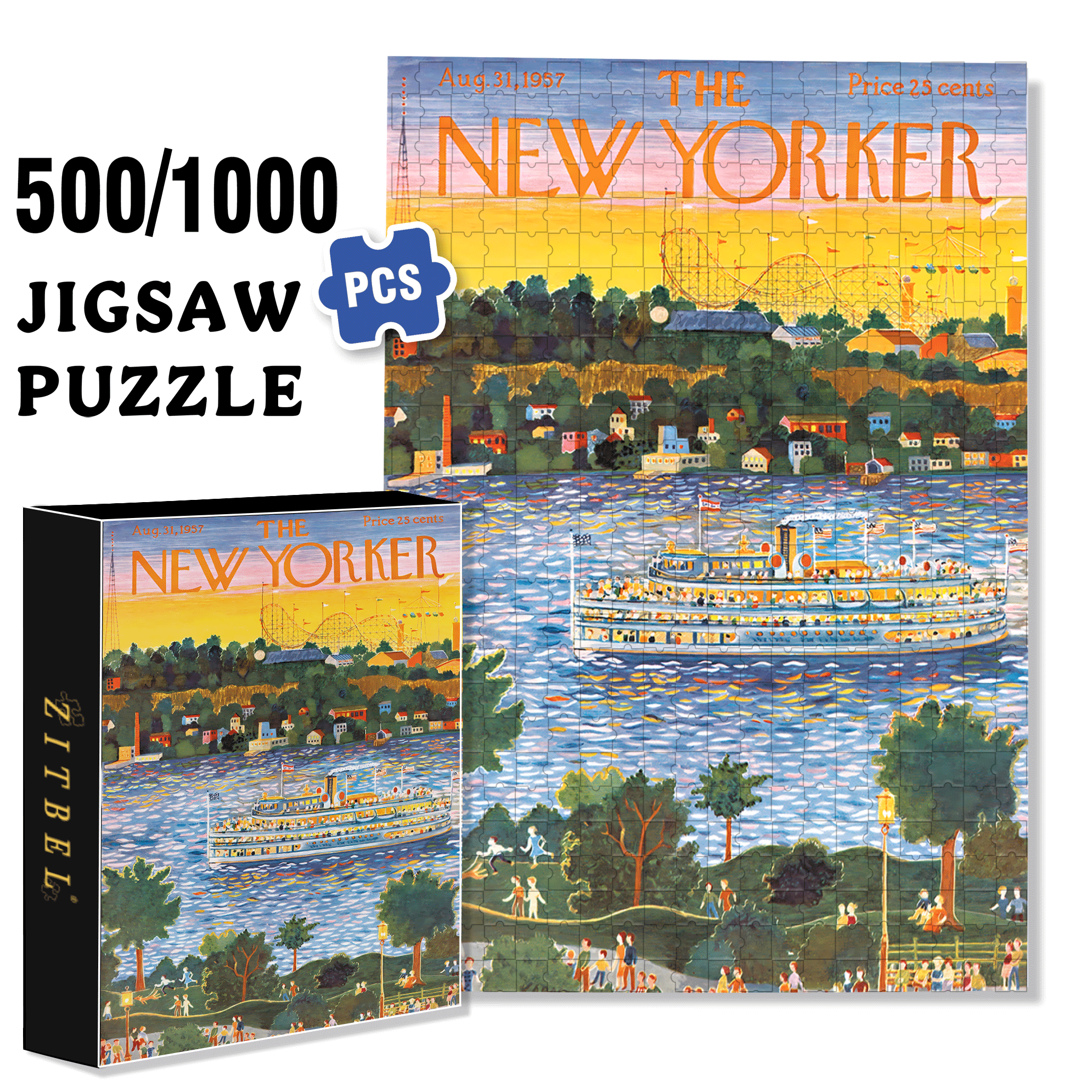 Sunset Cruise 500pcs/1000pcs Jigsaw Puzzle, Scratch-Resistant, Interactive Family Game & Brain-Boosting DIY Decor, Perfect for Halloween, Christmas & New Year Gifts, Family Puzzle Game