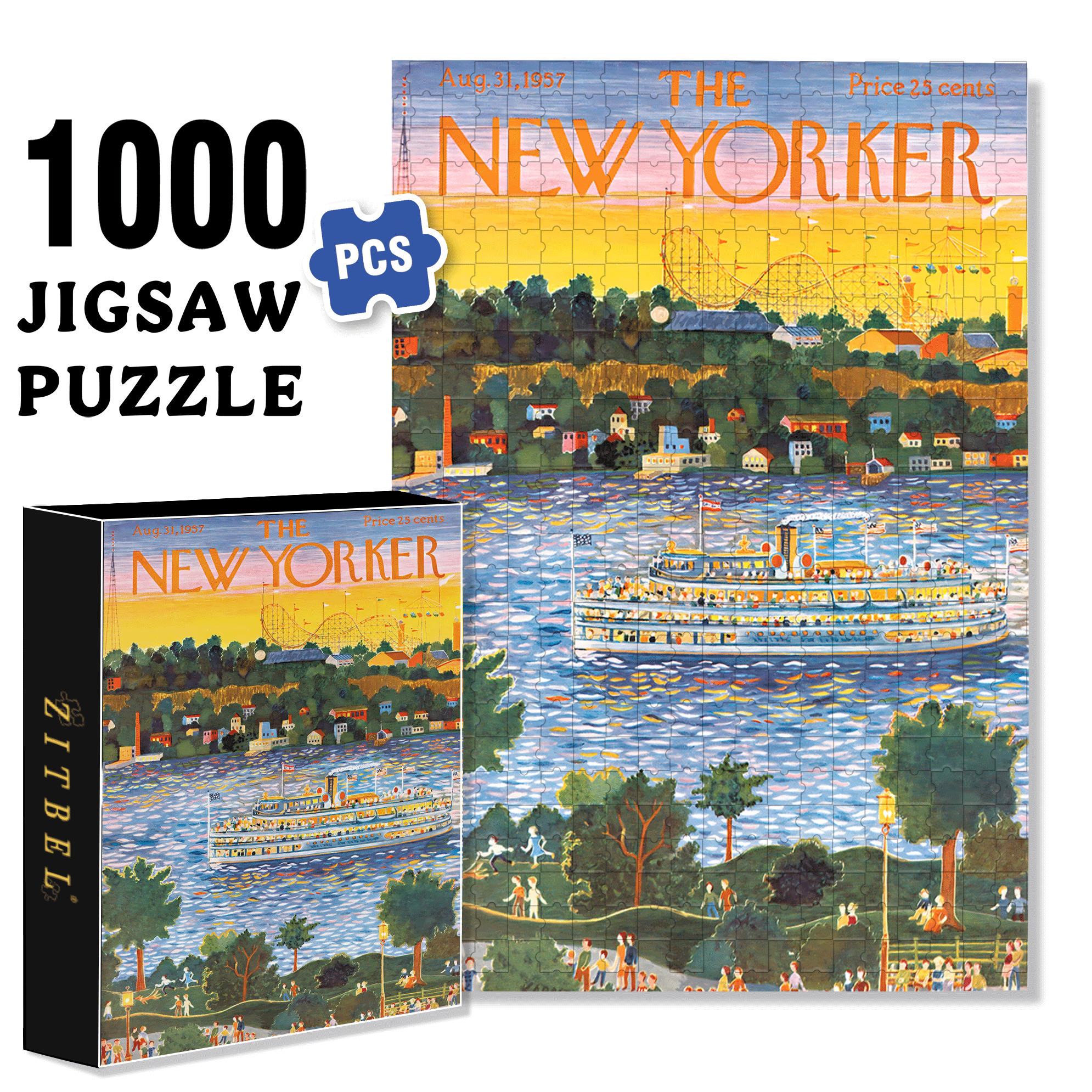 Sunset Cruise 500pcs/1000pcs Jigsaw Puzzle, Scratch-Resistant, Interactive Family Game & Brain-Boosting DIY Decor, Perfect for Halloween, Christmas & New Year Gifts, Family Puzzle Game